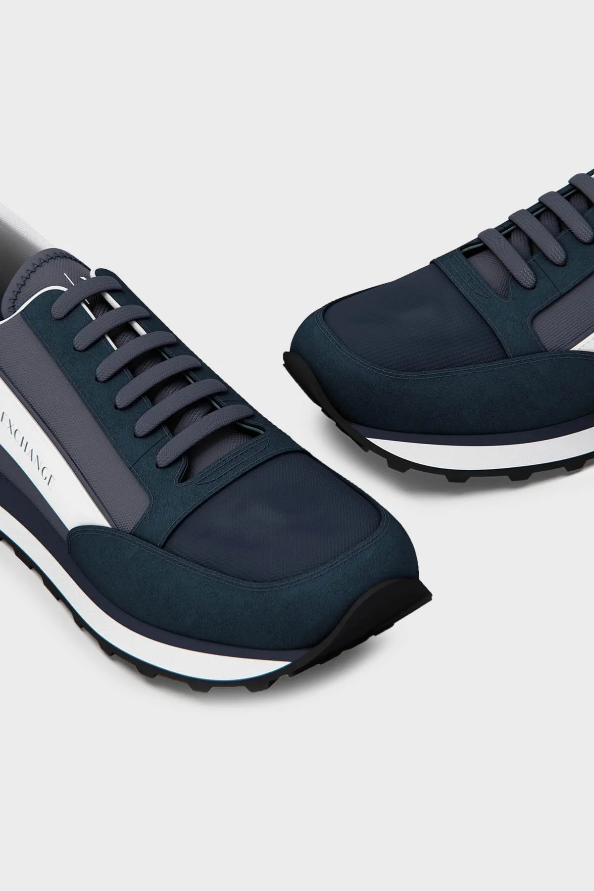 Armani Exchange Hakiki Deri Sneaker Erkek Ayakkabı XUX083 XV263 S531 LACİVERT-BEYAZ - 5