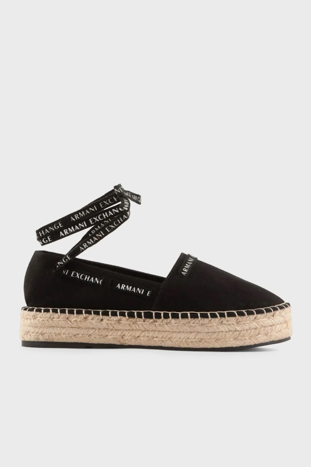 Armani Exchange Hasır Tabanlı Bağcıklı Bayan Sandalet XDS004 XV681 00002 SİYAH - 1