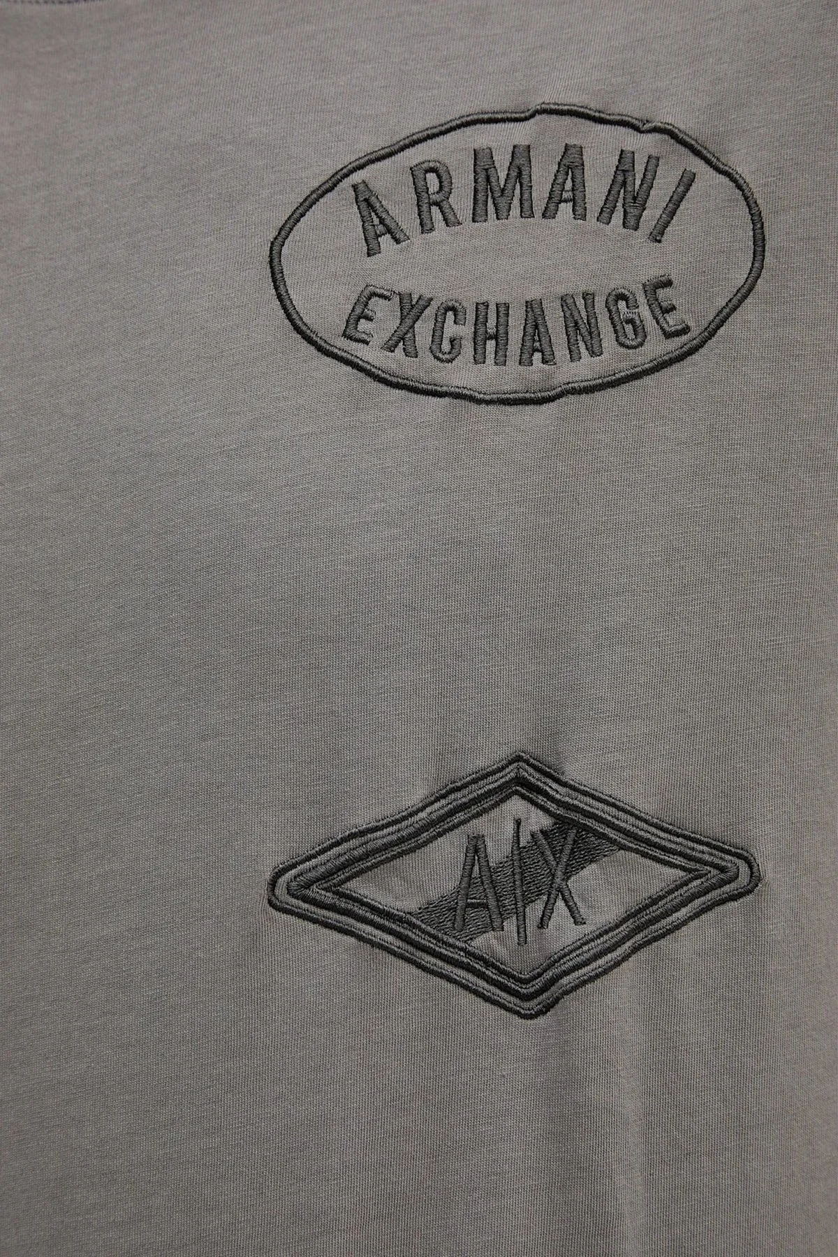 Armani Exchange İşlemeli Pamuklu Regular Fit Bisiklet Yaka Erkek T Shirt XM001899 AF16283 U8092 KOYU GRİ - 4