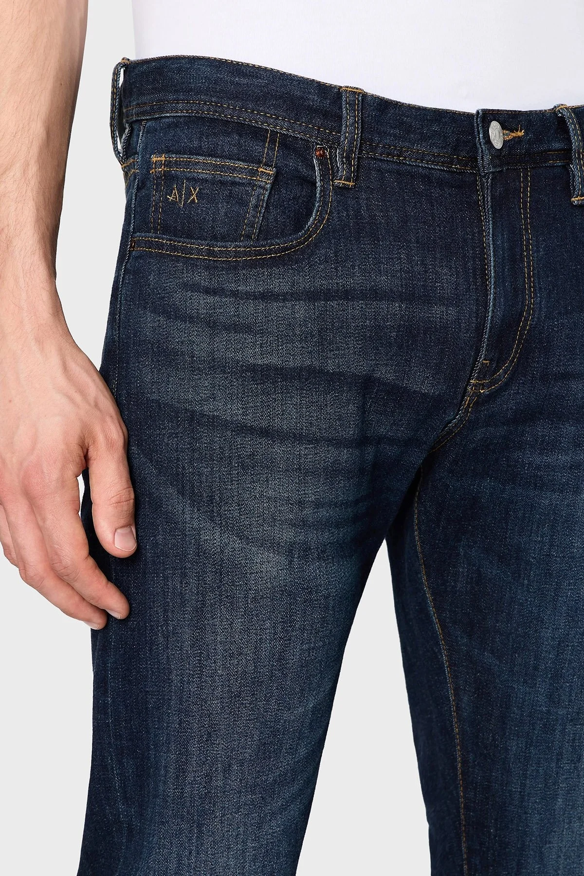Armani Exchange J13 Düşük Bel Dar Paça Slim Fit Jeans Erkek Kot Pantolon 6RZJ13 Z18FZ 1500 LACİVERT - 4