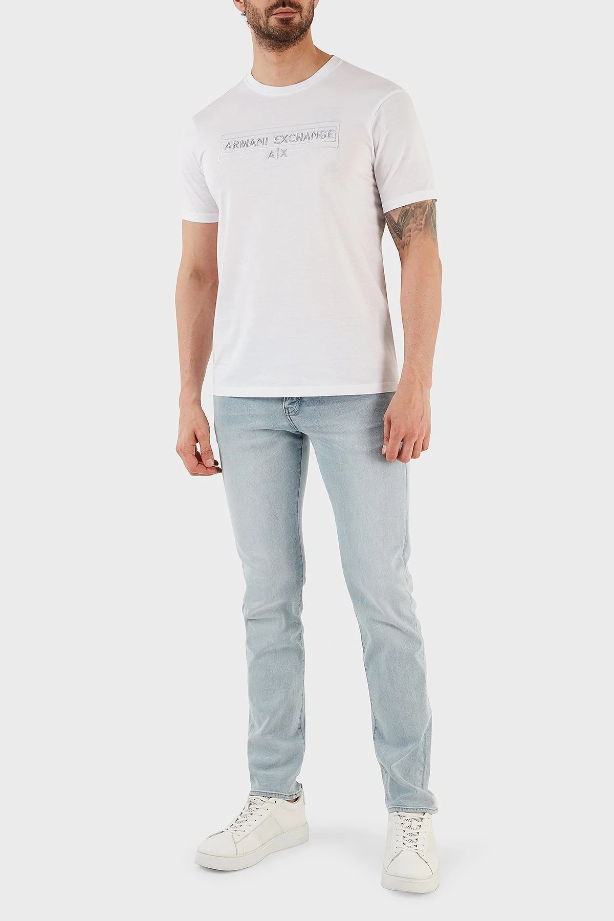 Armani Exchange J13 Pamuklu Normal Bel Slim Fit Dar Paça Jeans Erkek Kot Pantolon 3RZJ13 Z1PZZ 1500 AÇIK MAVİ - 1