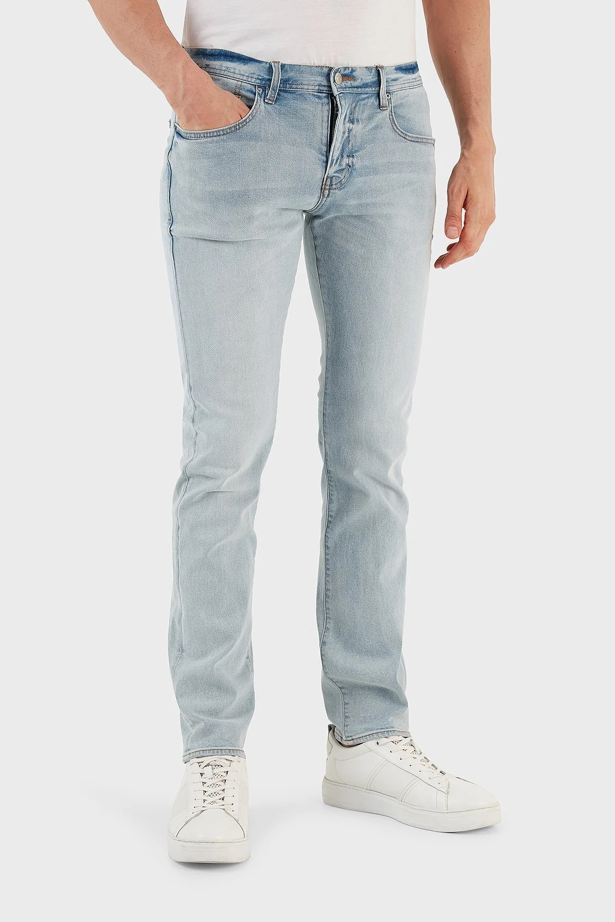 Armani Exchange J13 Pamuklu Normal Bel Slim Fit Dar Paça Jeans Erkek Kot Pantolon 3RZJ13 Z1PZZ 1500 AÇIK MAVİ - 2