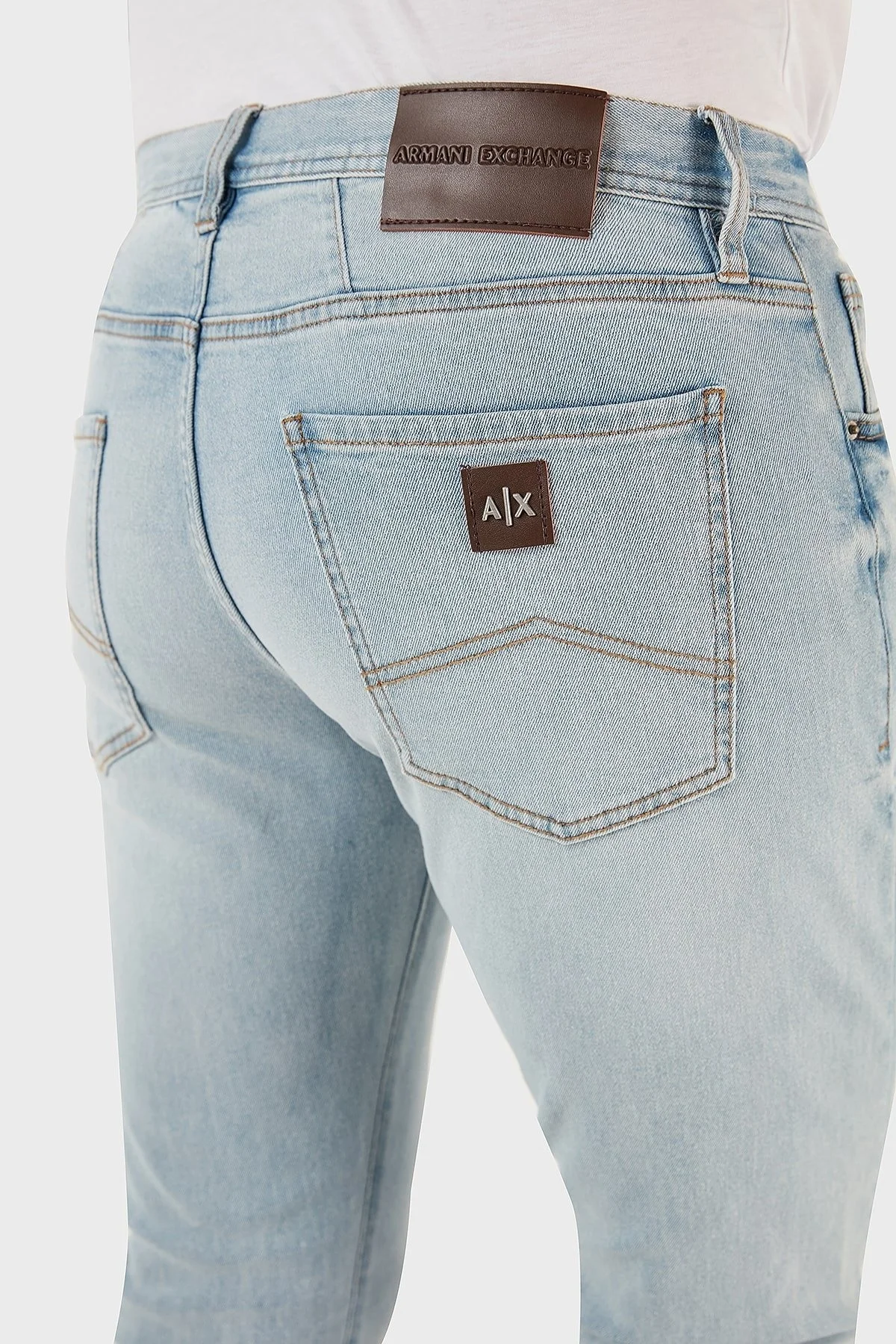 Armani Exchange J13 Pamuklu Normal Bel Slim Fit Dar Paça Jeans Erkek Kot Pantolon 3RZJ13 Z1PZZ 1500 AÇIK MAVİ - 6