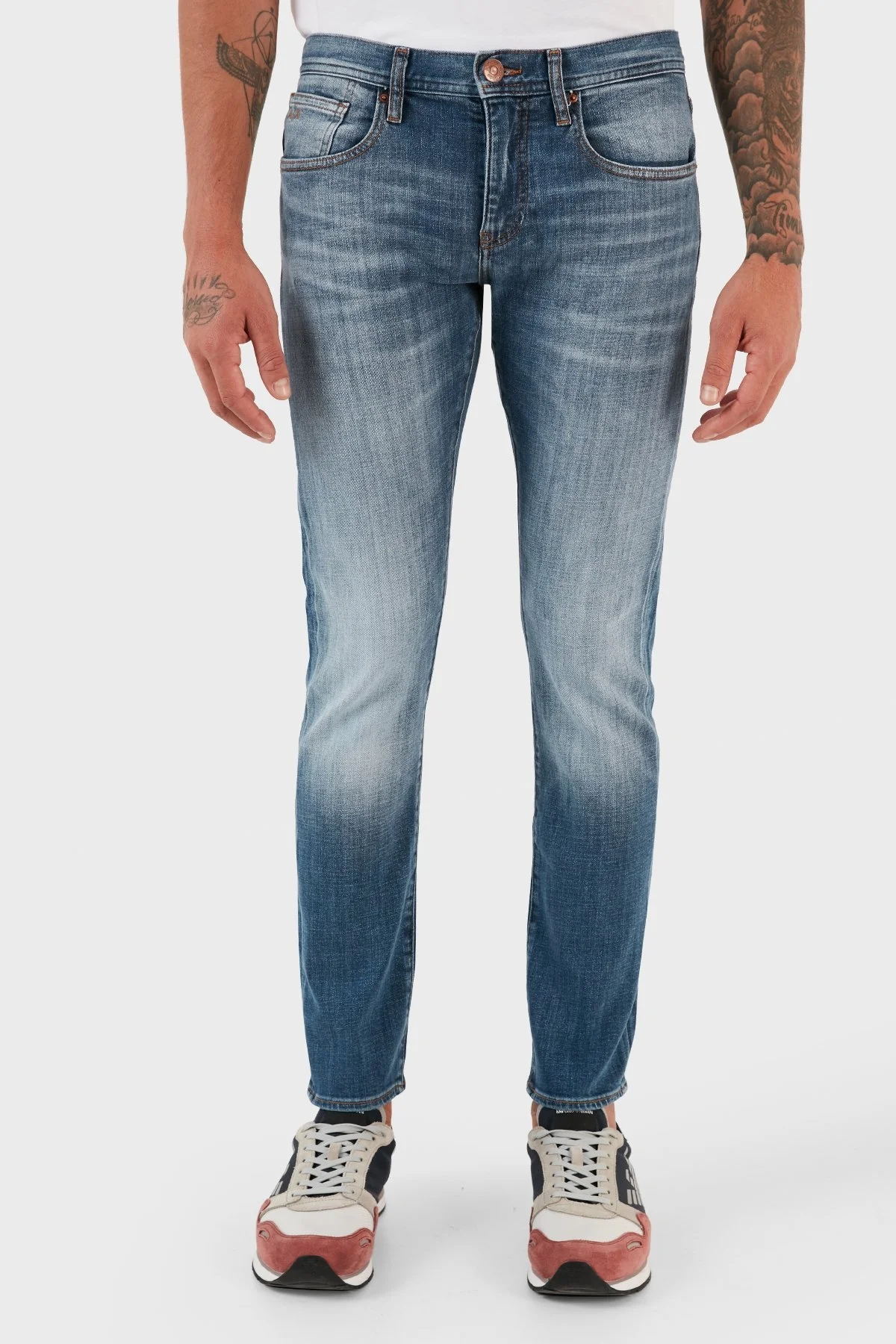 Armani Exchange J13 Pamuklu Yüksel Bel Skinny Fit Dar Paça Jeans Erkek Kot Pantolon 6RZJ13 Z191Z 1500 MAVİ - 1