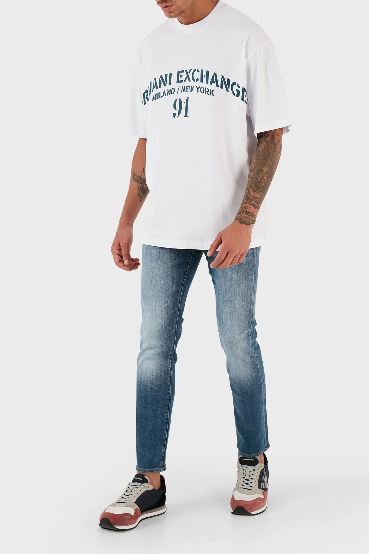 Armani Exchange J13 Pamuklu Yüksel Bel Skinny Fit Dar Paça Jeans Erkek Kot Pantolon 6RZJ13 Z191Z 1500 MAVİ - 2
