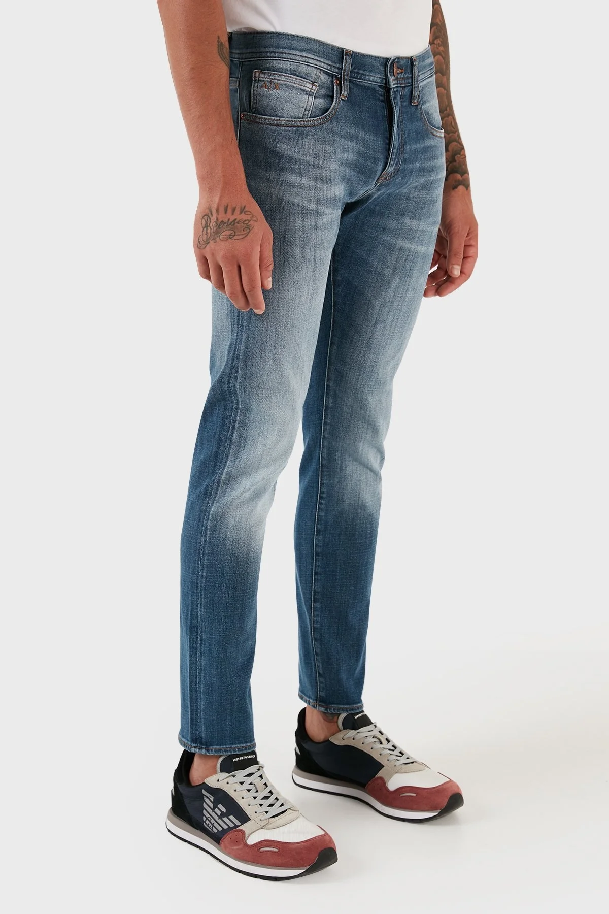 Armani Exchange J13 Pamuklu Yüksel Bel Skinny Fit Dar Paça Jeans Erkek Kot Pantolon 6RZJ13 Z191Z 1500 MAVİ - 5
