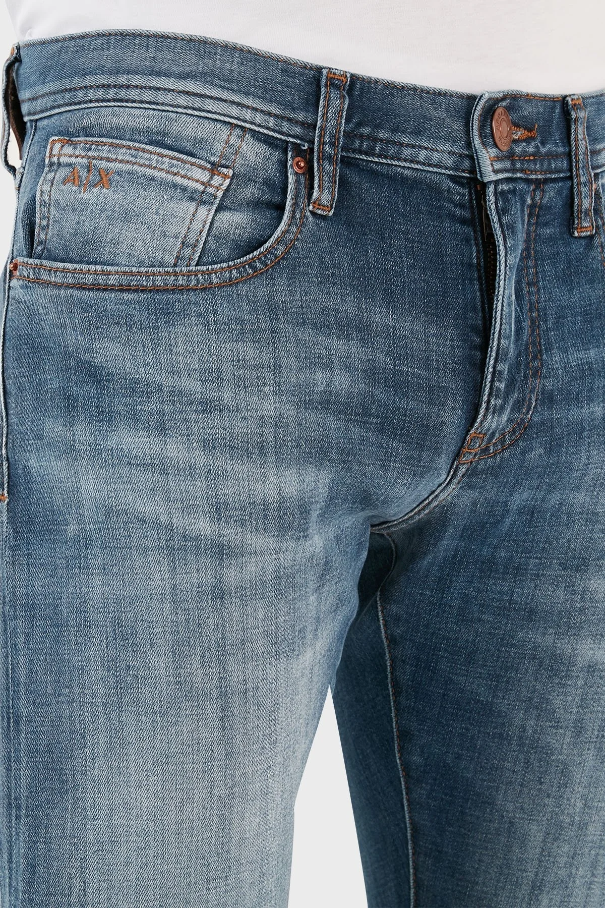 Armani Exchange J13 Pamuklu Yüksel Bel Skinny Fit Dar Paça Jeans Erkek Kot Pantolon 6RZJ13 Z191Z 1500 MAVİ - 7