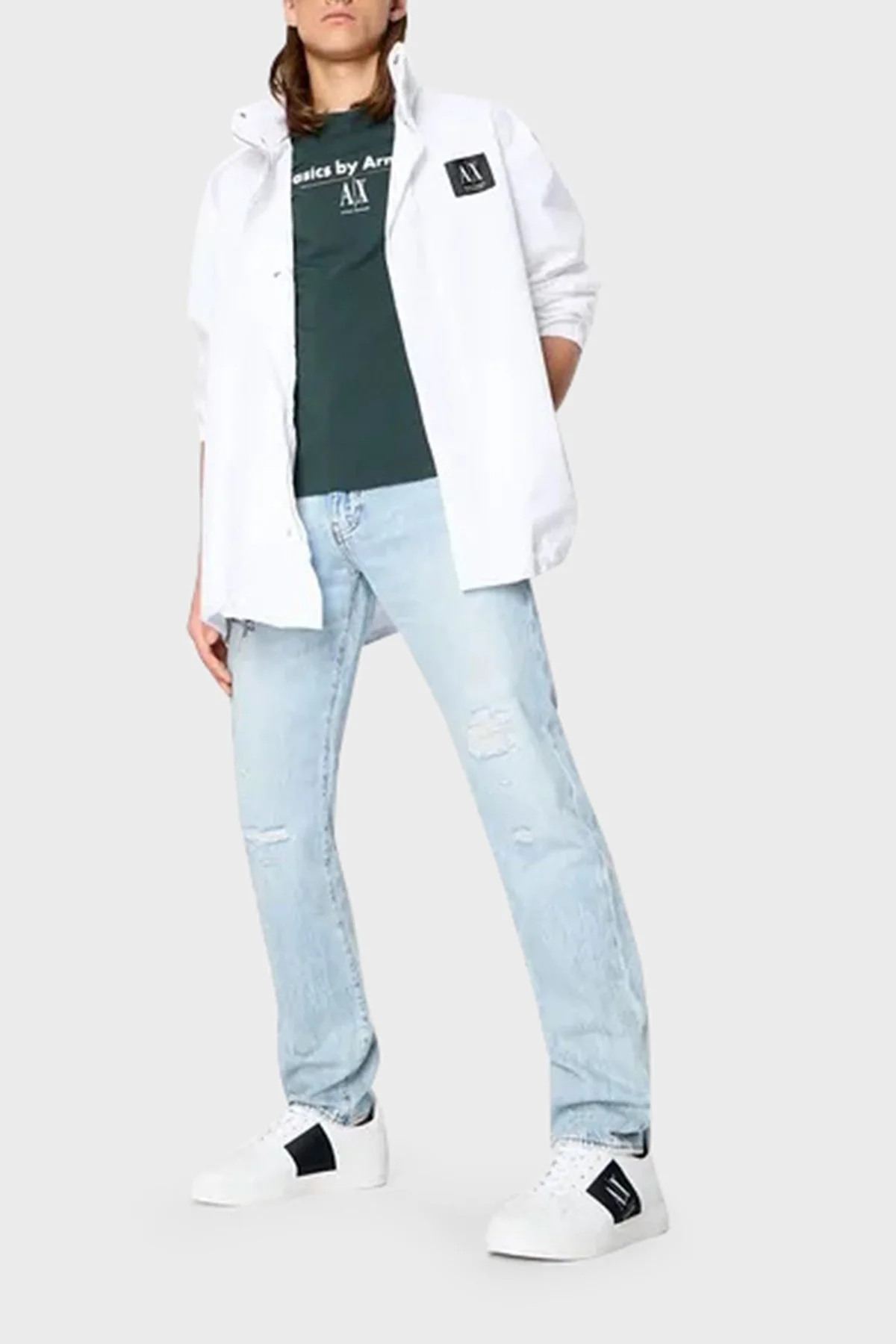 Armani Exchange J13 Yırtık Detaylı Organik Pamuklu Slim Fit Jeans Erkek Kot Pantolon 3RZJ13 Z1S5Z 1500 LACİVERT - 3