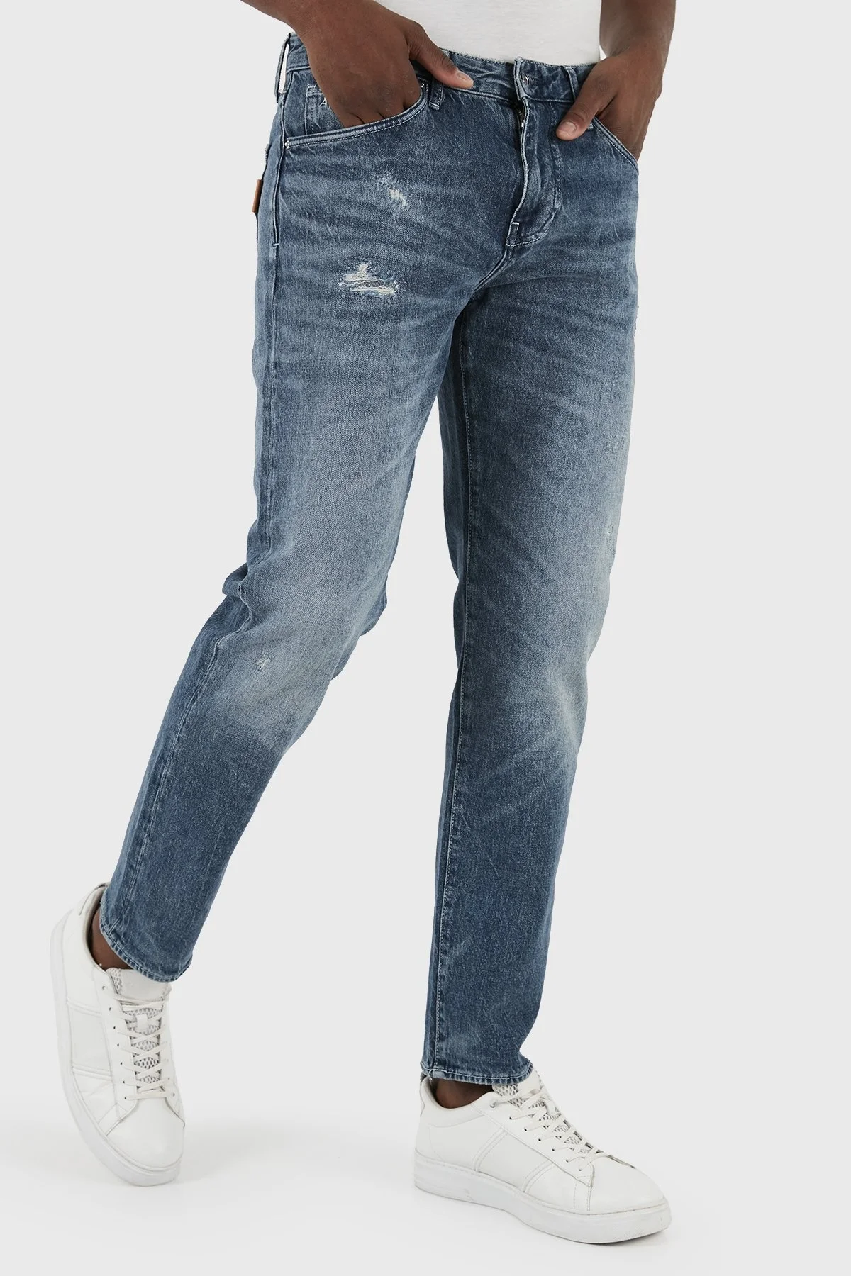 Armani Exchange J13 Yırtık Detaylı Slim Fit Jeans Erkek Kot Pantolon 3DZJ13 Z1Y9Z 1500 MAVİ - 3