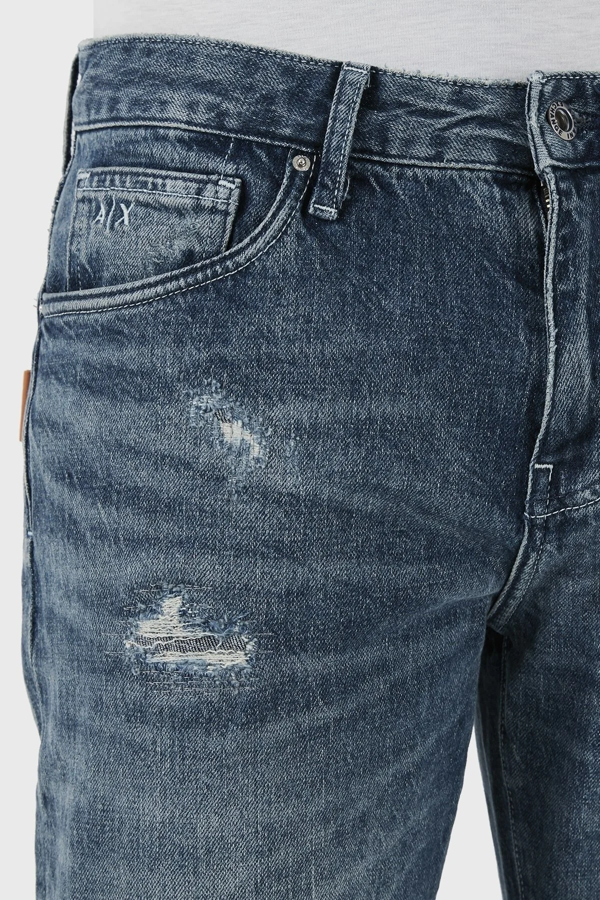 Armani Exchange J13 Yırtık Detaylı Slim Fit Jeans Erkek Kot Pantolon 3DZJ13 Z1Y9Z 1500 MAVİ - 5