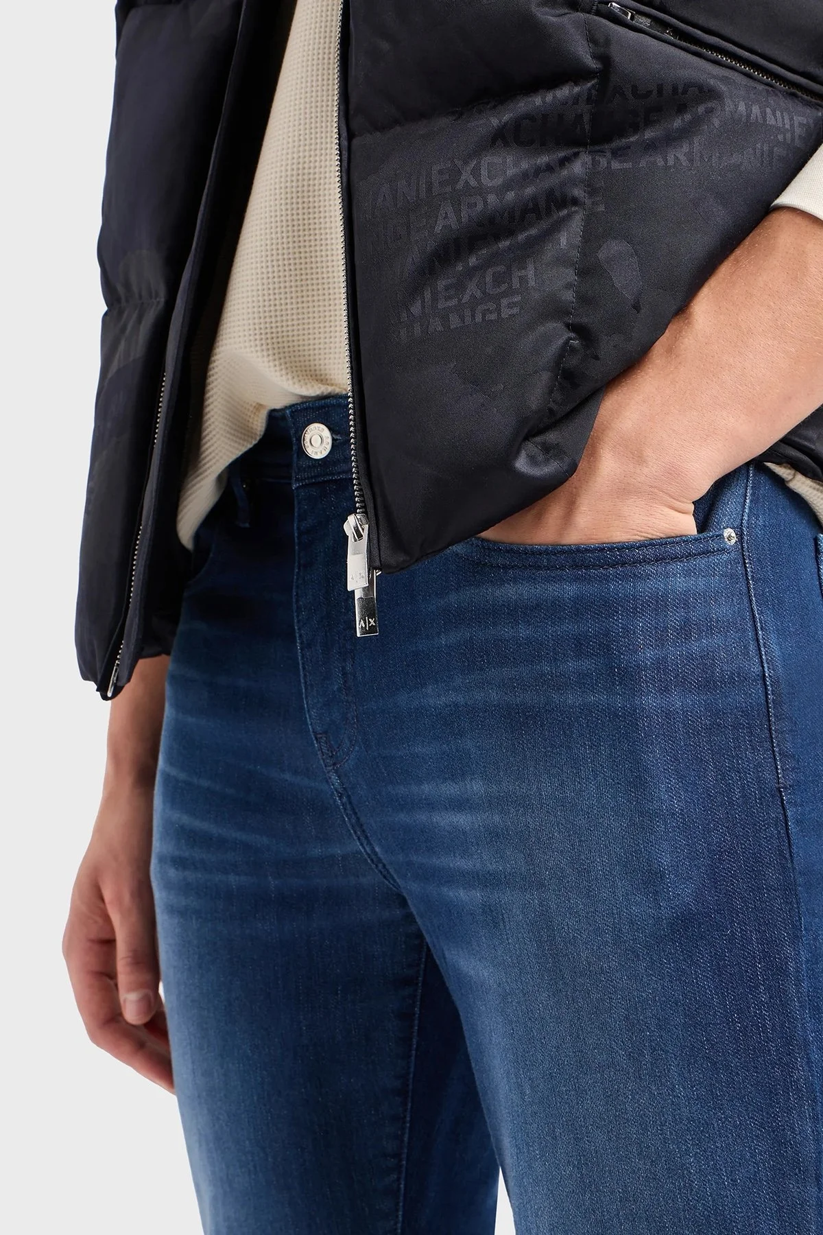 Armani Exchange J14 Normal Bel Slim Fit Jeans Erkek Kot Pantolon 3DZJ14 Z1TTZ 25EX LACİVERT - 4