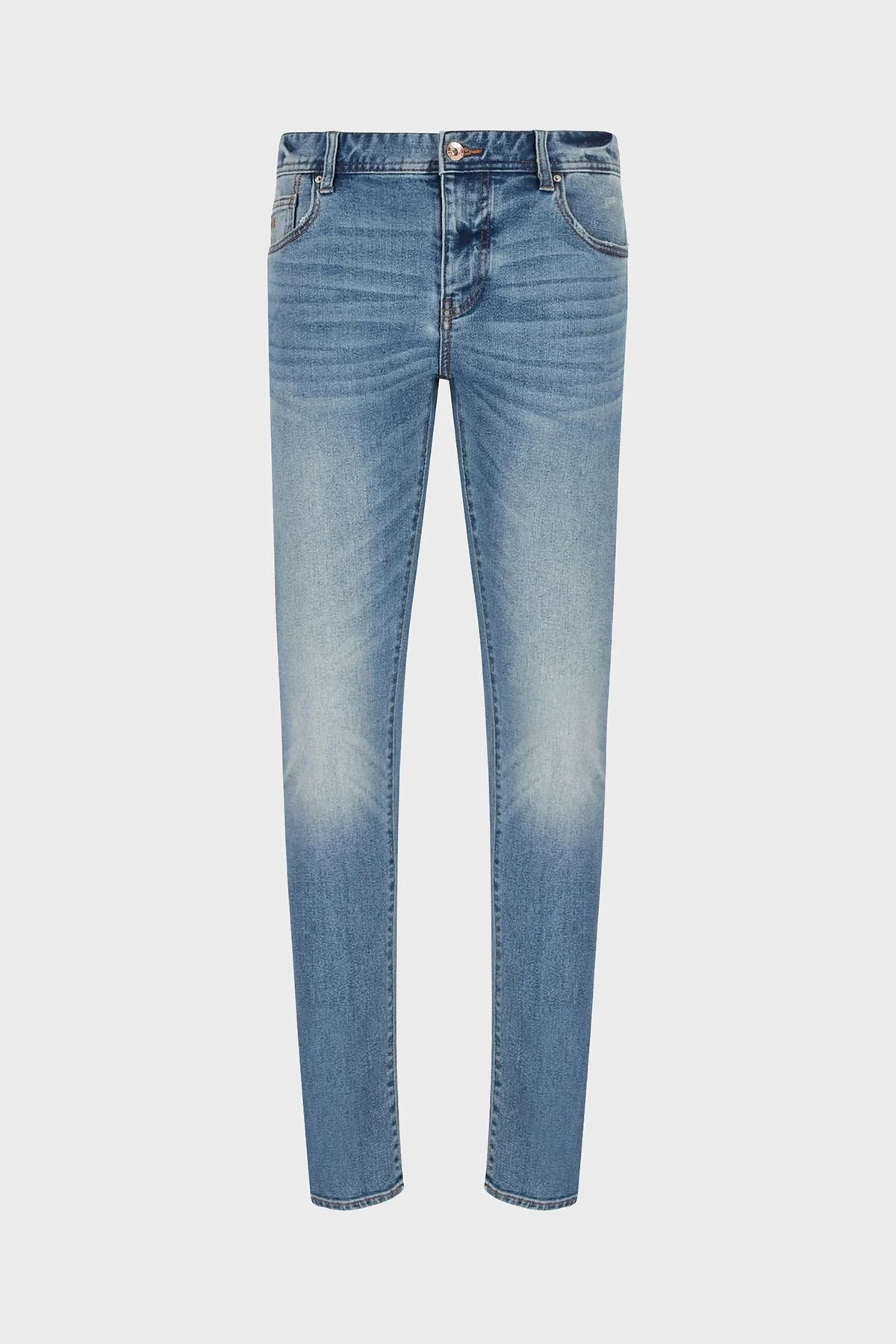 Armani Exchange J14 Pamuklu Normal Bel Skinny Fit Dar Paça Jeans Erkek Kot Pantolon 3RZJ14 Z1X3Z 1500 MAVİ - 5