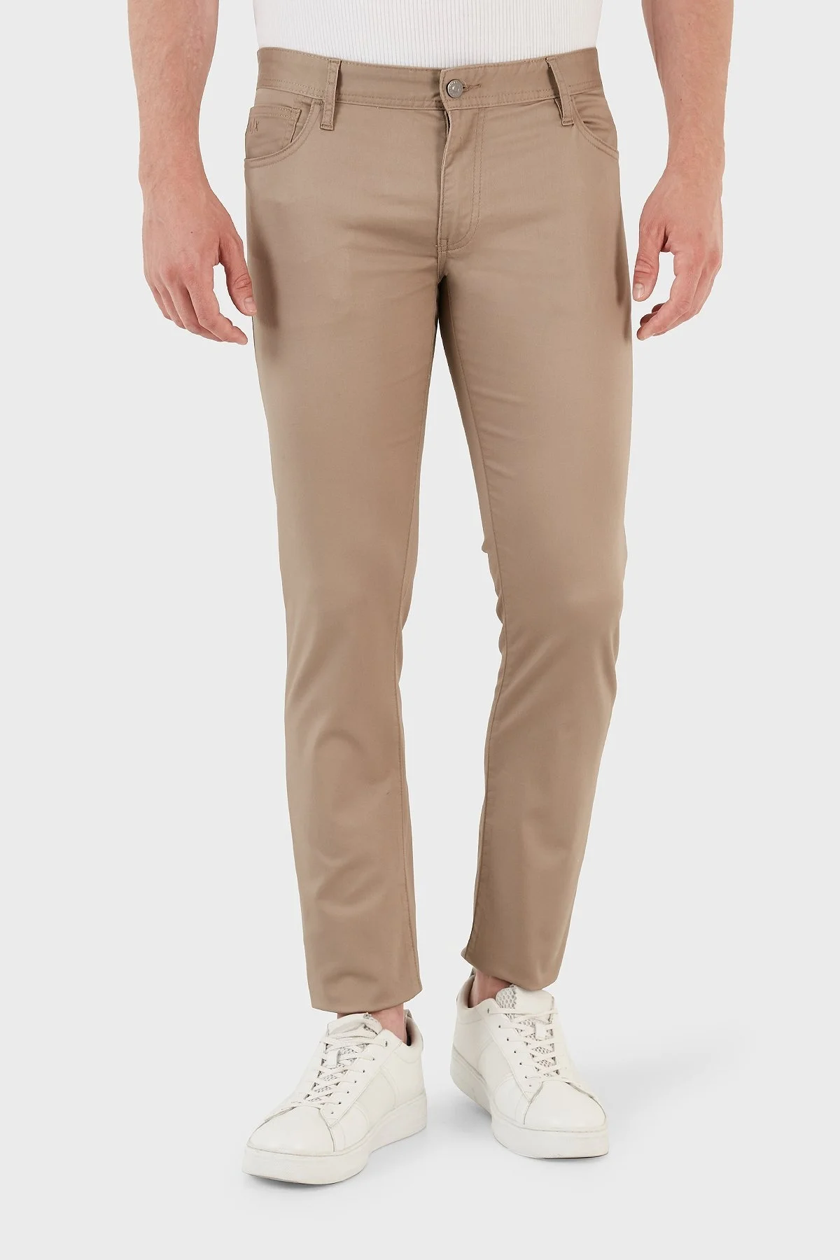 Armani Exchange J14 Pamuklu Skinny Fit Dar Paça Erkek Pantolon 8NZJ14 ZNXQZ 1742 KAHVE - 1