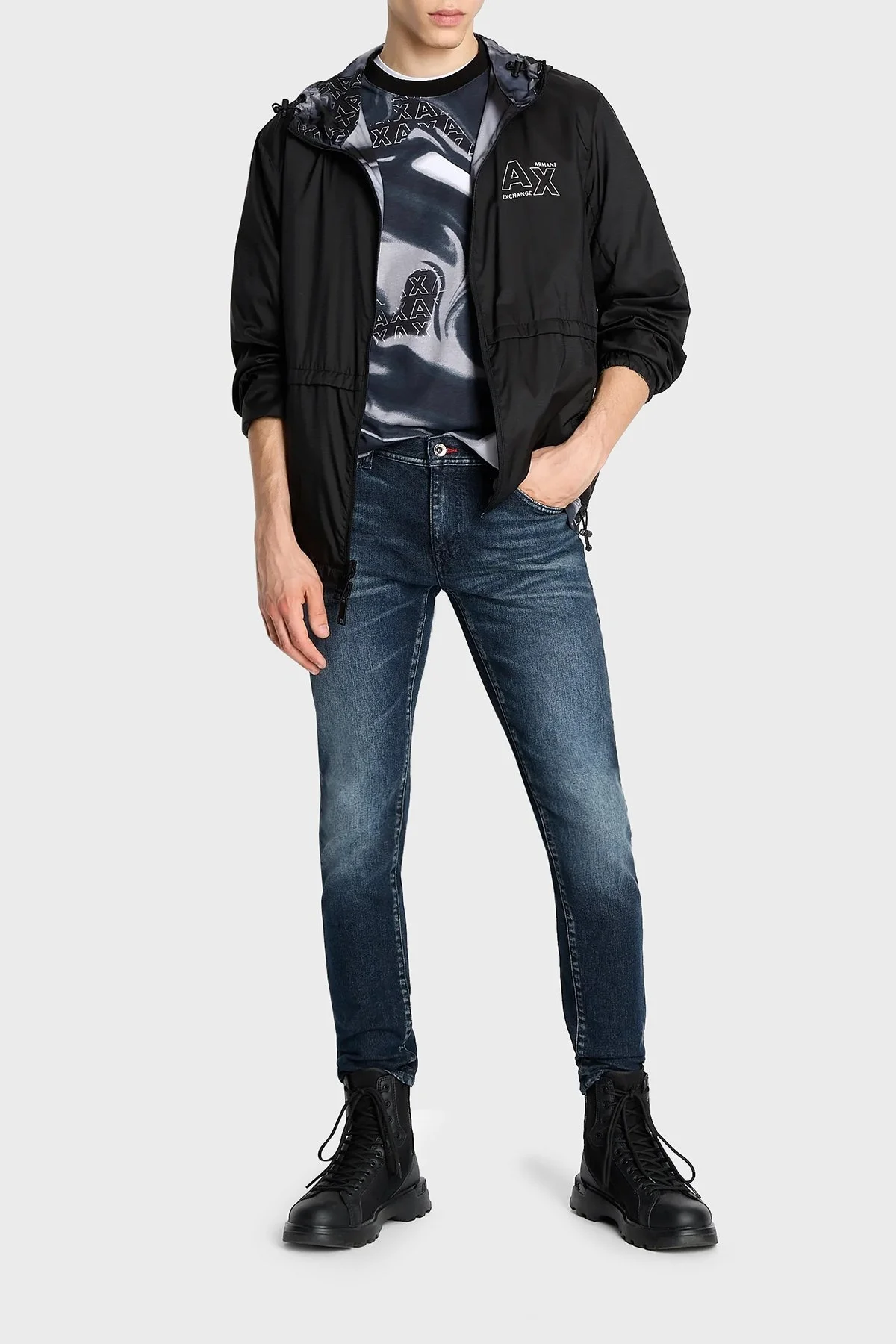 Armani Exchange J14 Streç Pamuklu Skinny Fit Jeans Erkek Kot Pantolon 6RZJ14 Z28LZ 1500 LACİVERT - 1