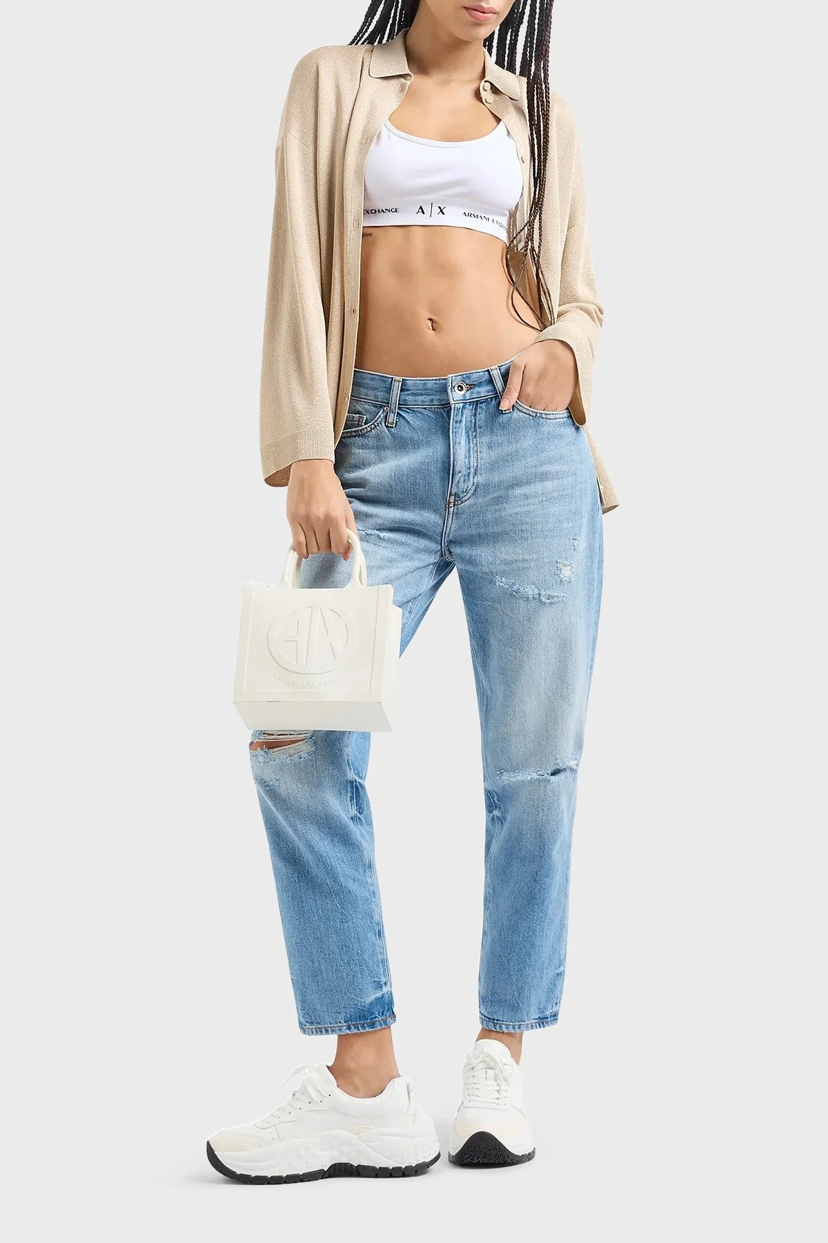 Armani Exchange J16 Boyfriend Yüksek Bel Jeans Kadın Kot Pantolon 3DYJ16 Y16GZ 05EL AÇIK MAVİ - 3