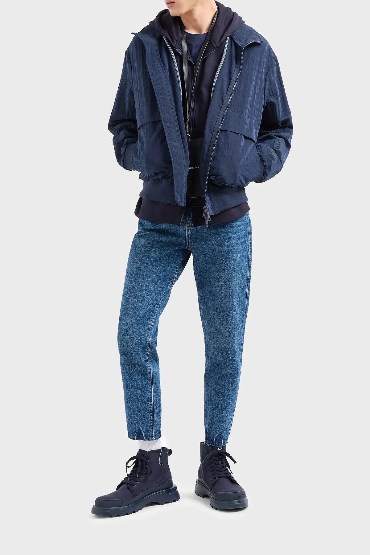 Armani Exchange J16 Pamuklu Boyfriend Jeans Bayan Kot Pantolon 3DYJ16 Y16EZ 1500 MAVİ - 3