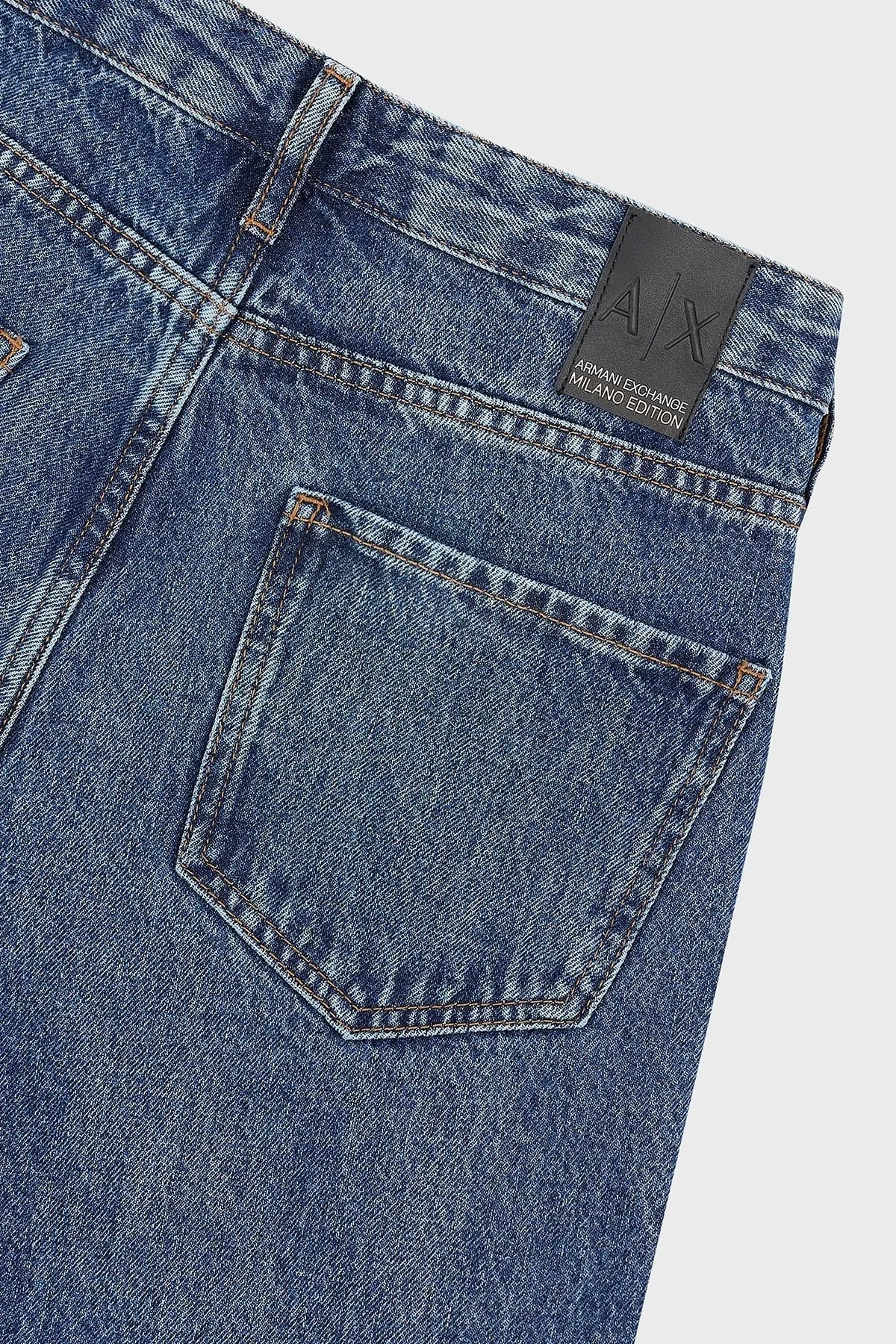 Armani Exchange J16 Pamuklu Boyfriend Jeans Bayan Kot Pantolon 3DYJ16 Y16EZ 1500 MAVİ - 5