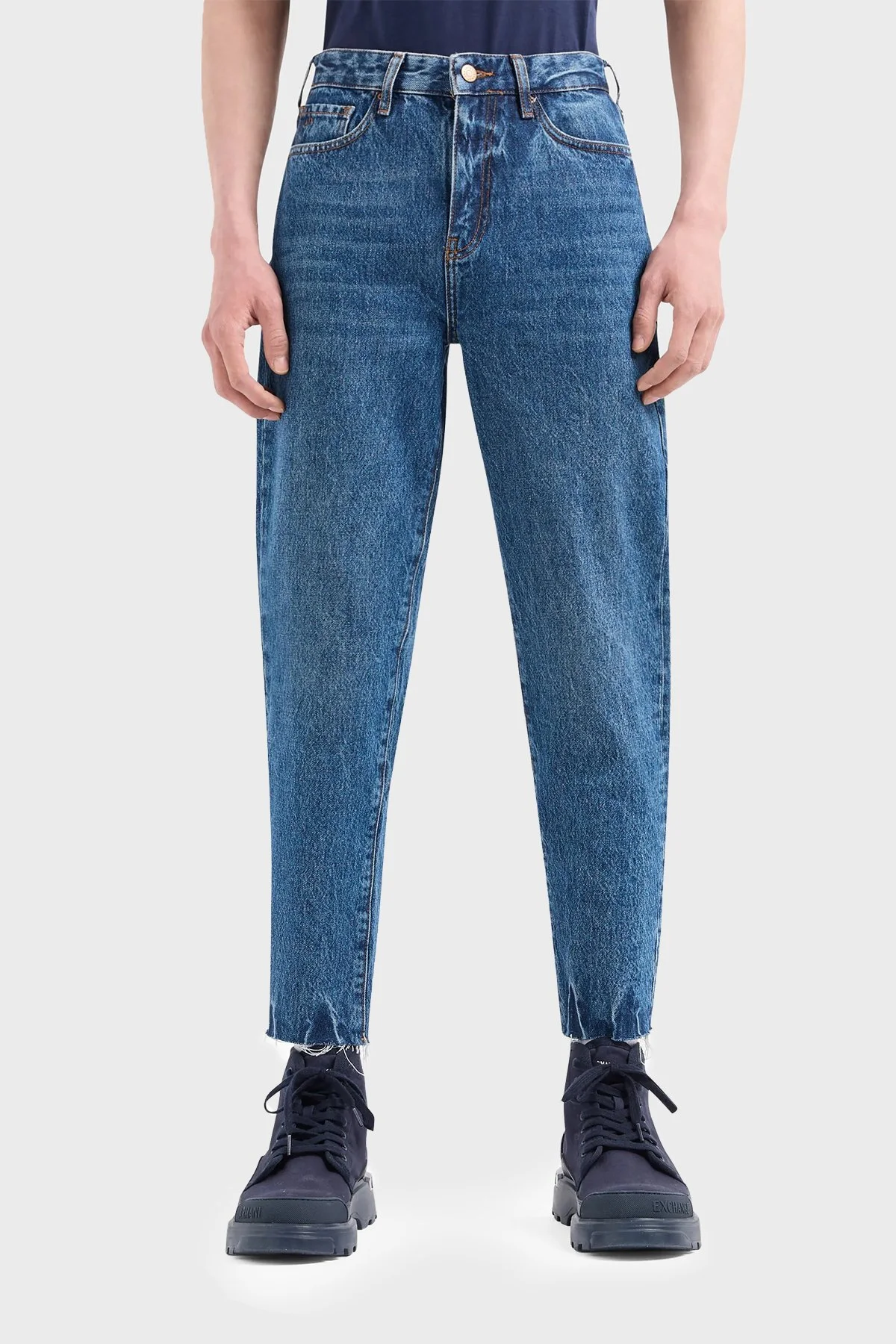 Armani Exchange J16 Pamuklu Boyfriend Jeans Kadın Kot Pantolon 3DYJ16 Y16EZ 1500 MAVİ - 1