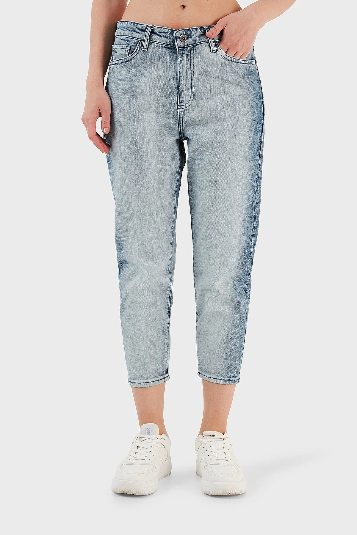 Armani Exchange J16 Pamuklu Boyfriend Kısa Paça Jeans Bayan Kot Pantolon 3RYJ16 Y1MUZ 1500 LACİVERT - 3