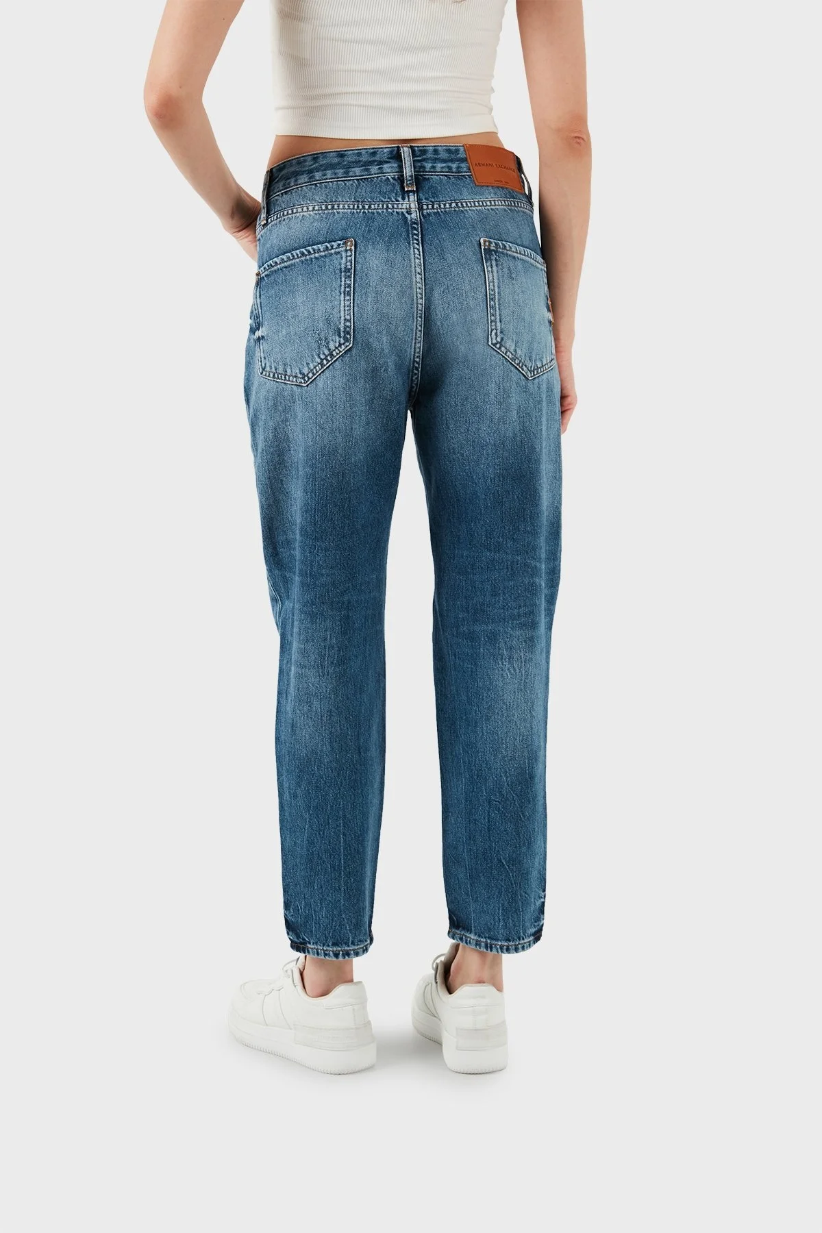 Armani Exchange J16 Yüksek Bel Boyfriend Jeans Bayan Kot Pantolon 3DYJ16 Y16GZ 05EK MAVİ - 6