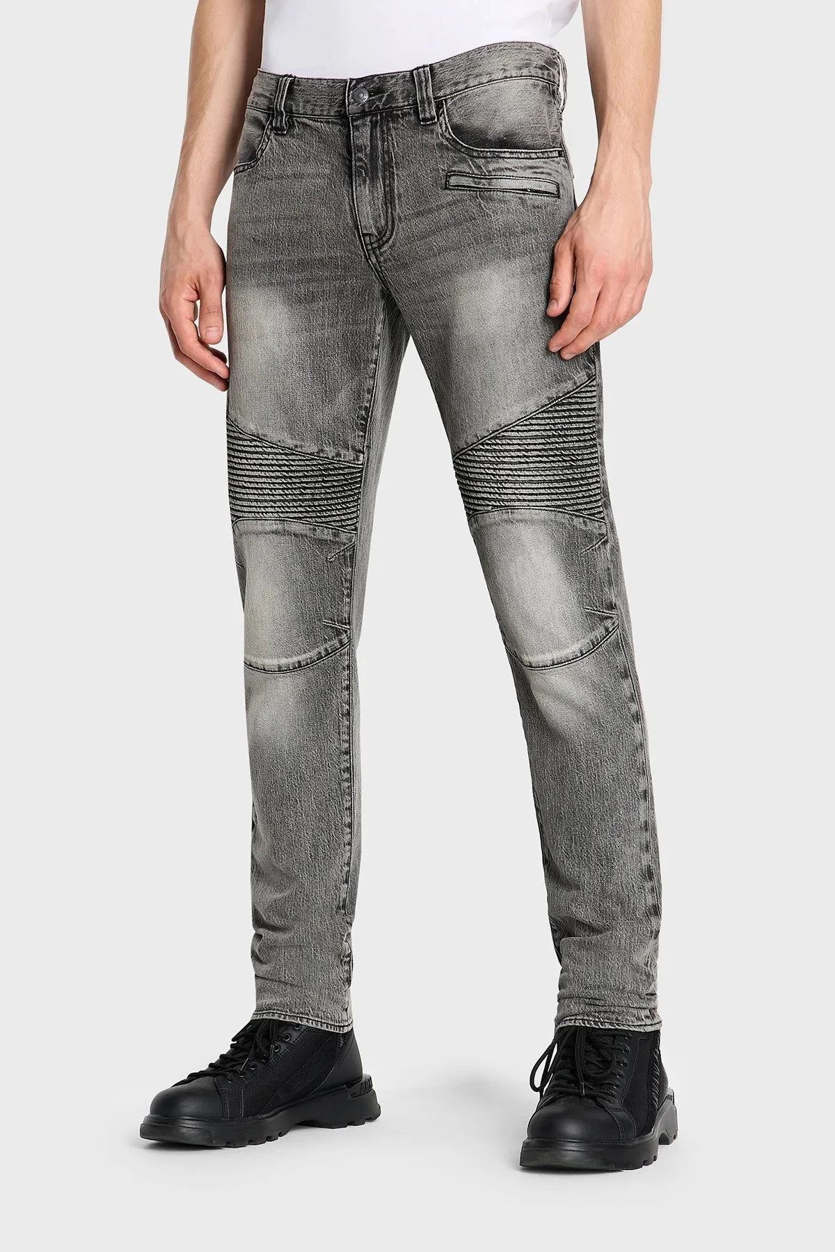 Armani Exchange J27 Pamuklu Yüksek Bel Skinny Fit Dar Paça Jeans Erkek Kot Pantolon 6RZJ27 Z1KQZ 0903 GRİ - 1