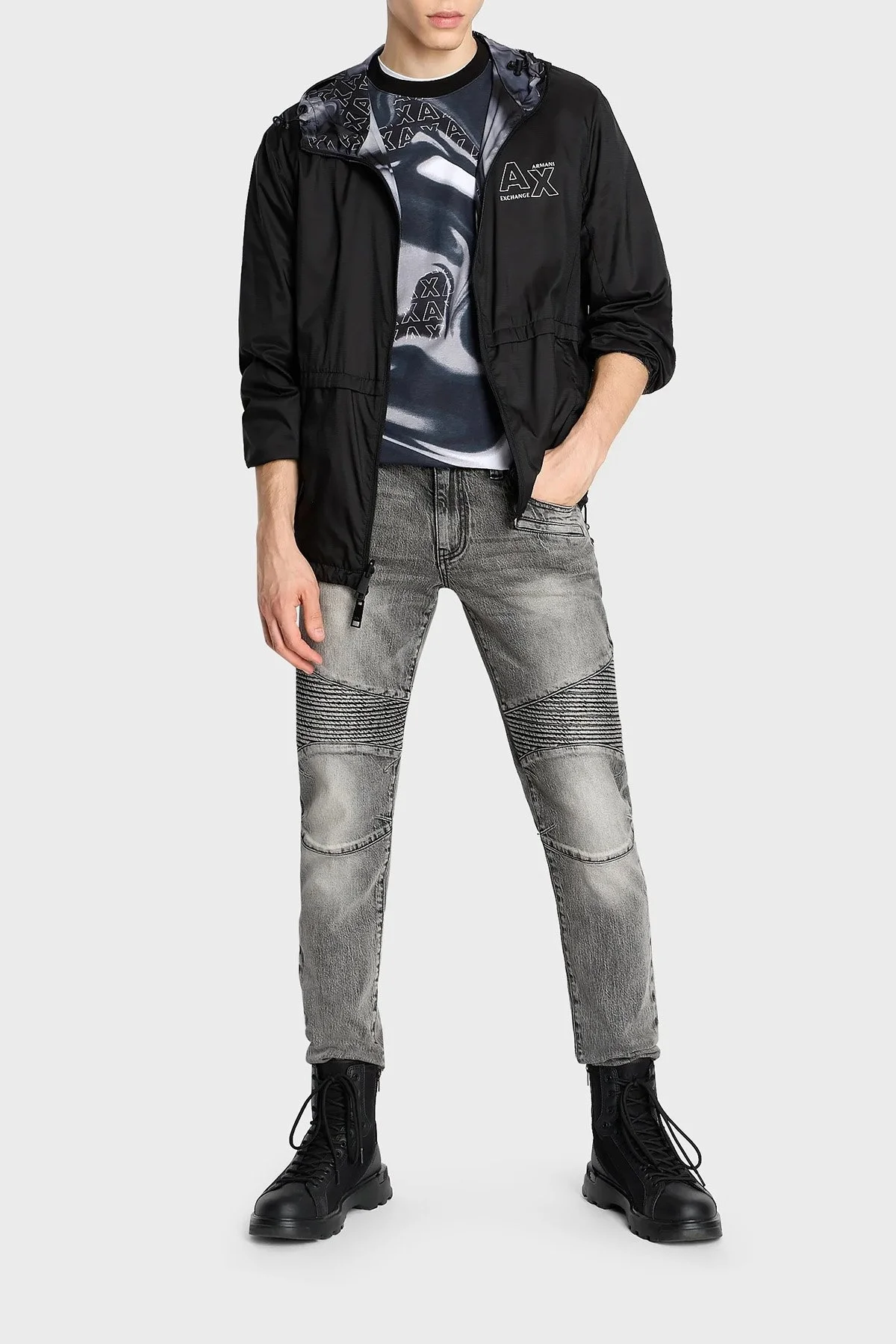 Armani Exchange J27 Pamuklu Yüksek Bel Skinny Fit Dar Paça Jeans Erkek Kot Pantolon 6RZJ27 Z1KQZ 0903 GRİ - 2