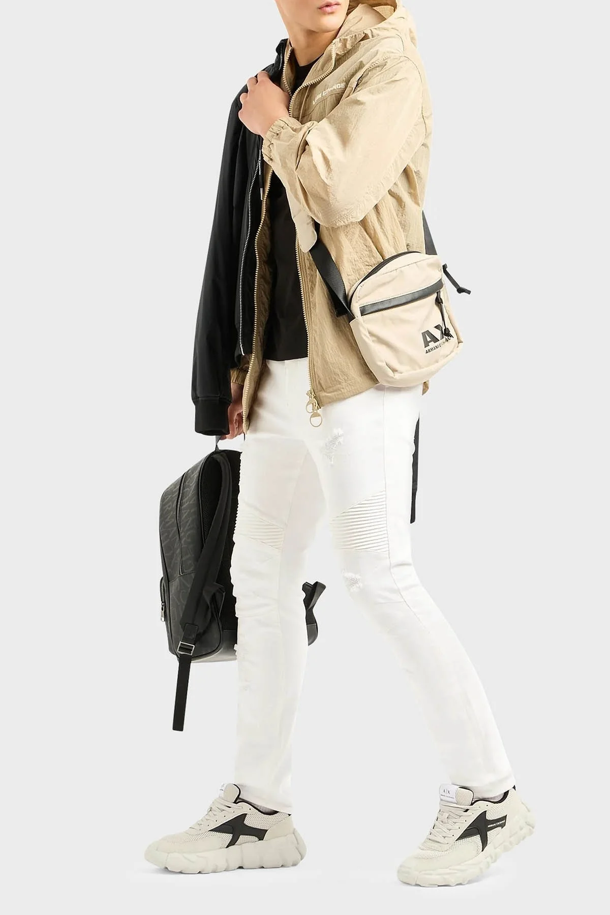 Armani Exchange J27 Yırtık Detaylı Slim Fit Dar Paça Jeans Erkek Kot Pantolon 3DZJ27 Z1AAZ 1100 BEYAZ - 2