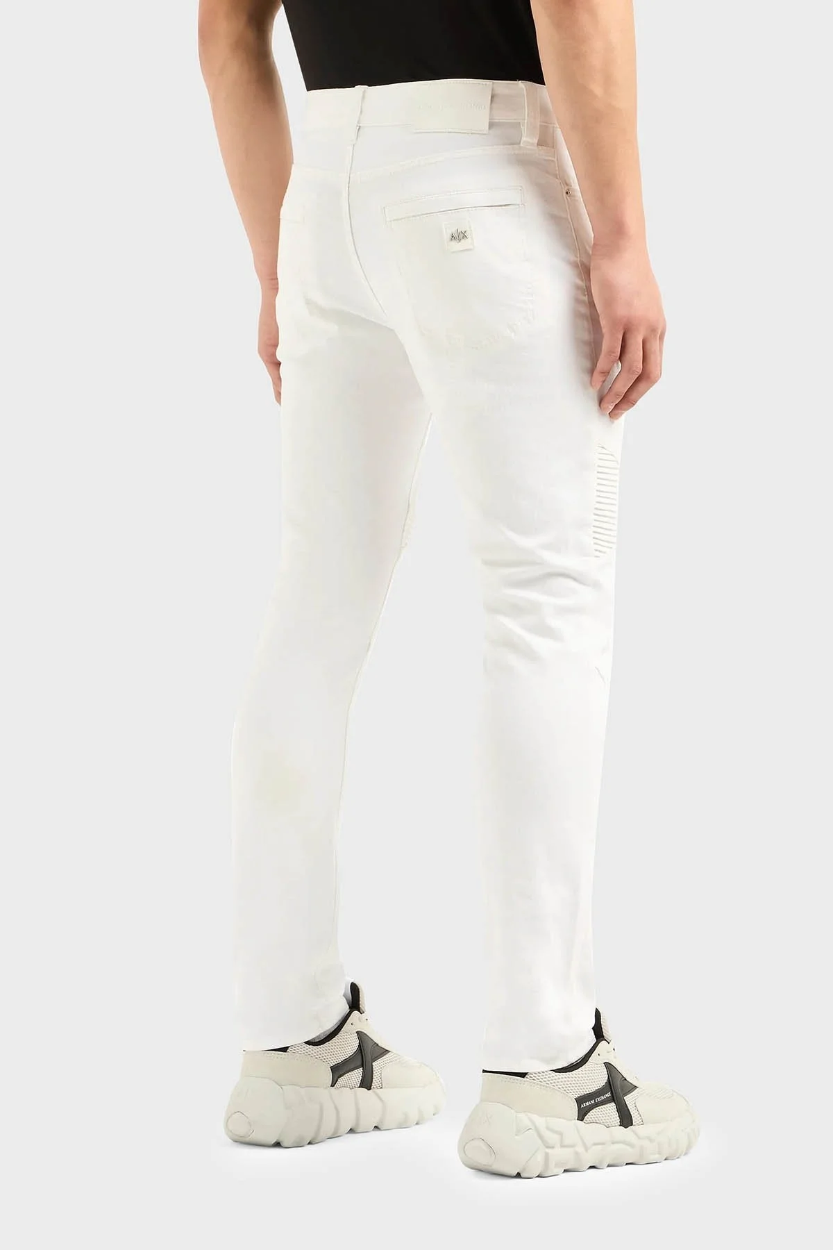 Armani Exchange J27 Yırtık Detaylı Slim Fit Dar Paça Jeans Erkek Kot Pantolon 3DZJ27 Z1AAZ 1100 BEYAZ - 3
