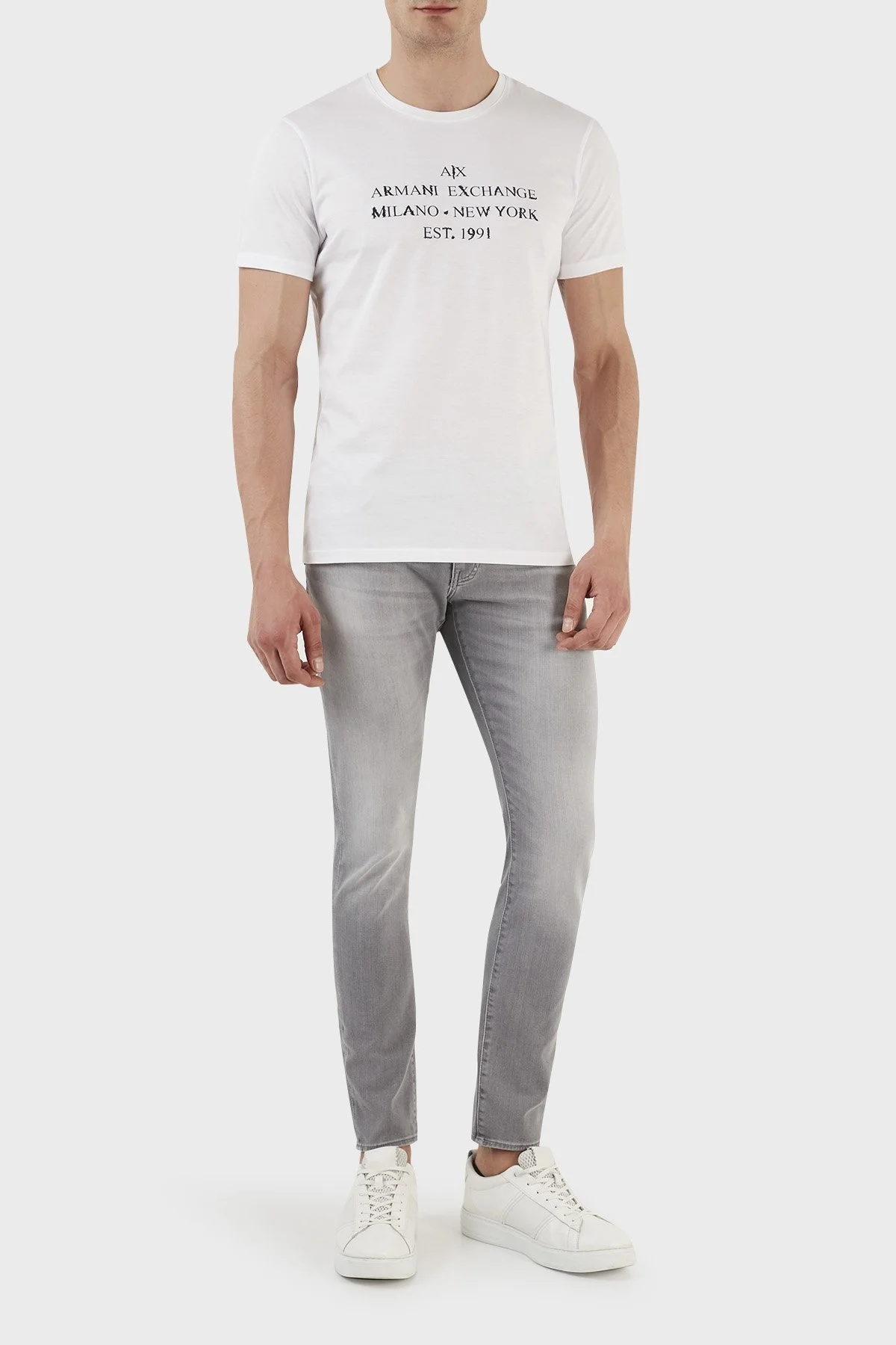 Armani Exchange J33 Normal Bel Süper Skinny Dar Paça Jeans Erkek Kot Pantolon 3RZJ33 Z4XXZ 0903 GRİ - 1
