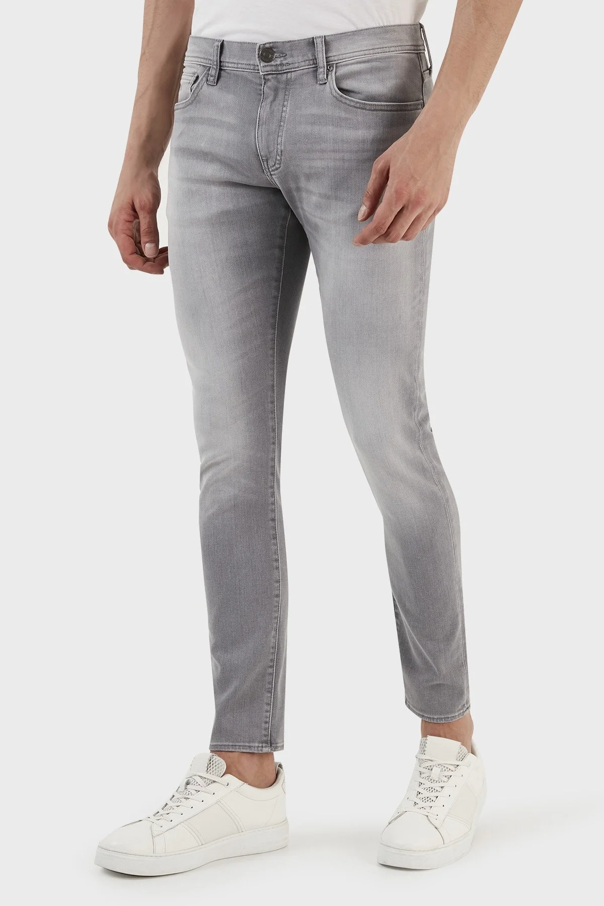 Armani Exchange J33 Normal Bel Süper Skinny Dar Paça Jeans Erkek Kot Pantolon 3RZJ33 Z4XXZ 0903 GRİ - 2