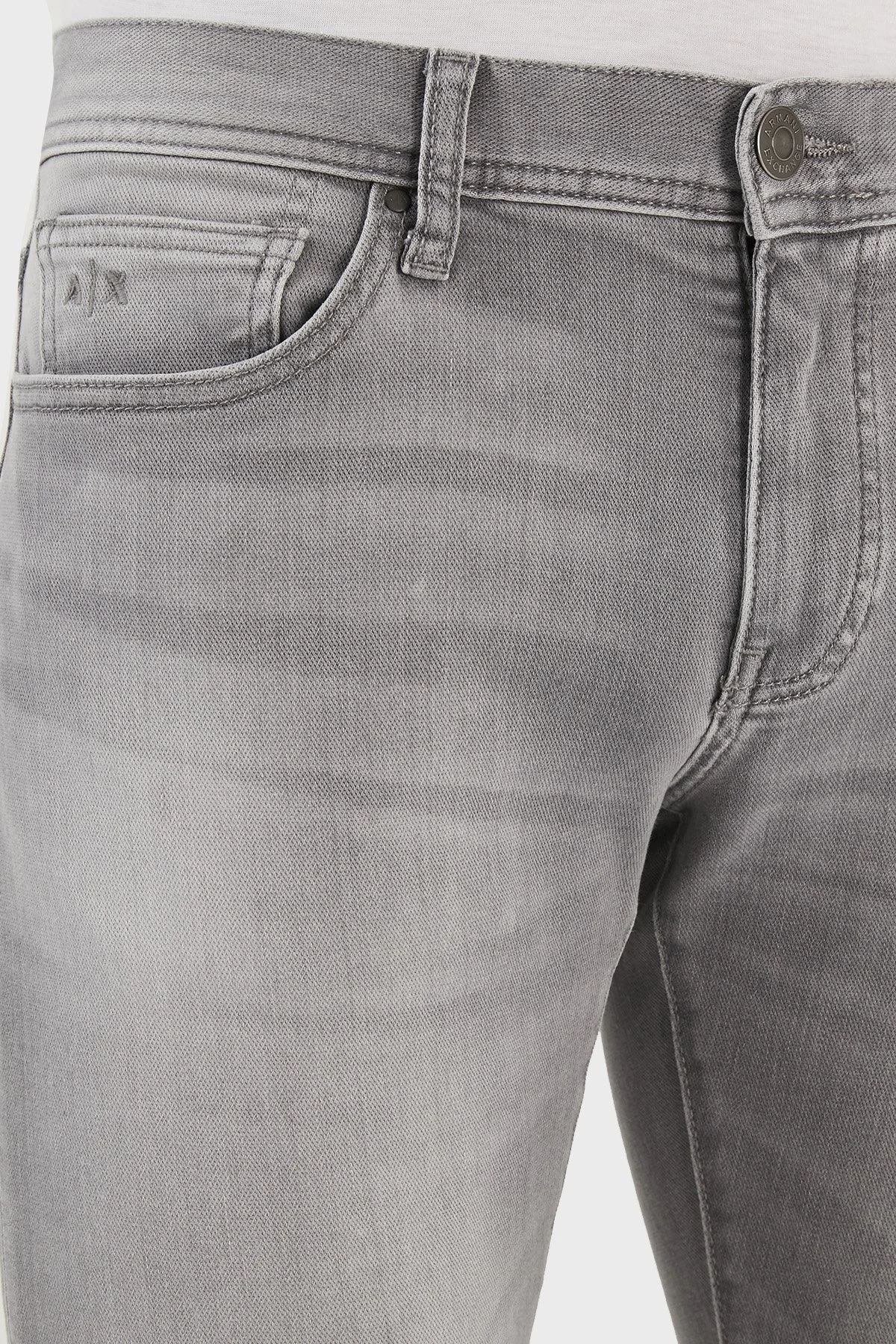 Armani Exchange J33 Normal Bel Süper Skinny Dar Paça Jeans Erkek Kot Pantolon 3RZJ33 Z4XXZ 0903 GRİ - 4