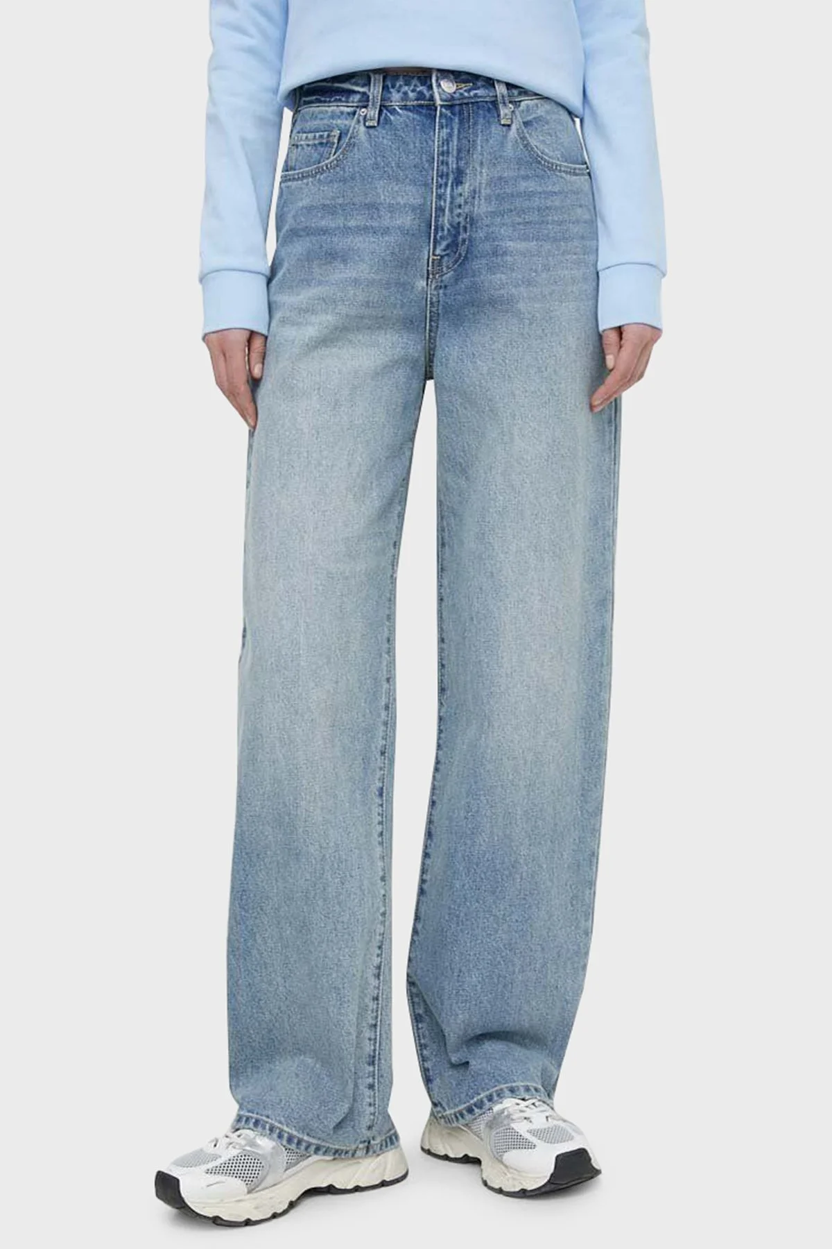 Armani Exchange J38 Loose Fit Yüksek Bel Geniş Paça Jeans Bayan Kot Pantolon 8NYJ38 Y4AAZ 150A İNDİGO - 1