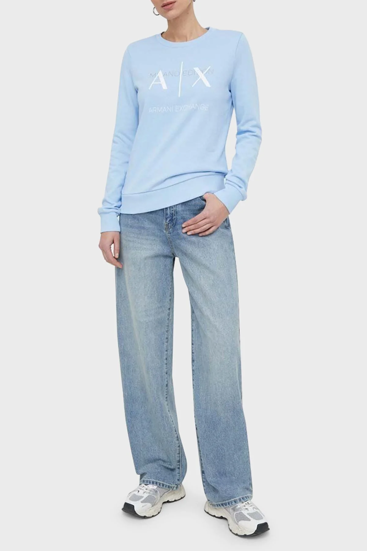 Armani Exchange J38 Loose Fit Yüksek Bel Geniş Paça Jeans Bayan Kot Pantolon 8NYJ38 Y4AAZ 150A İNDİGO - 2