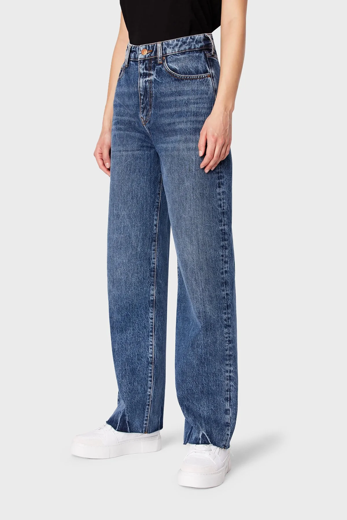 Armani Exchange J38 Relaxed Fit Geniş Paça Jeans Kadın Kot Pantolon 3DYJ38 Y16EZ 1500 MAVİ - 2