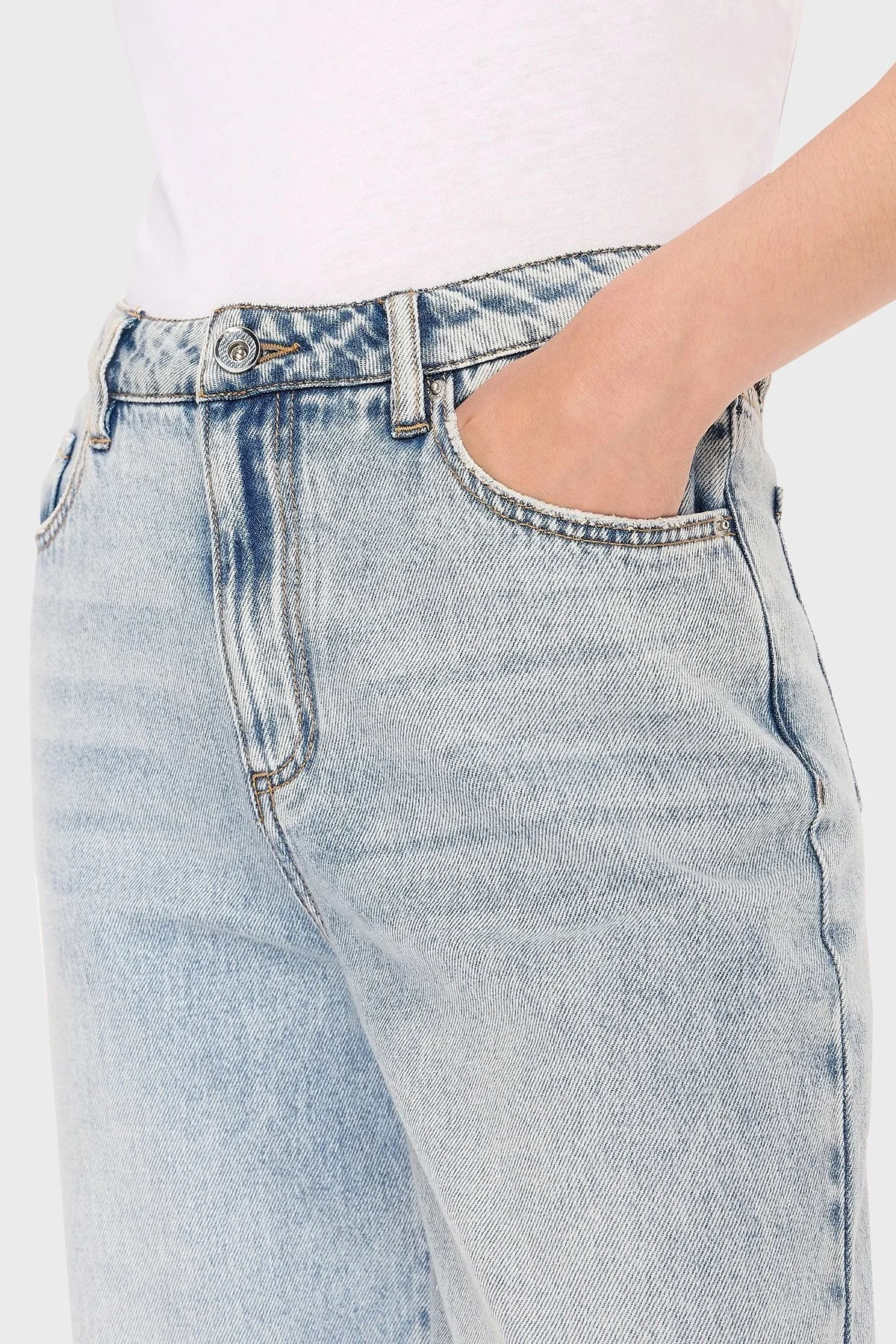 Armani Exchange J39 Süper Skinny Bol Paça Jeans Bayan Kot Pantolon 6RYJ38 Y11FZ 1500 MAVİ - 5