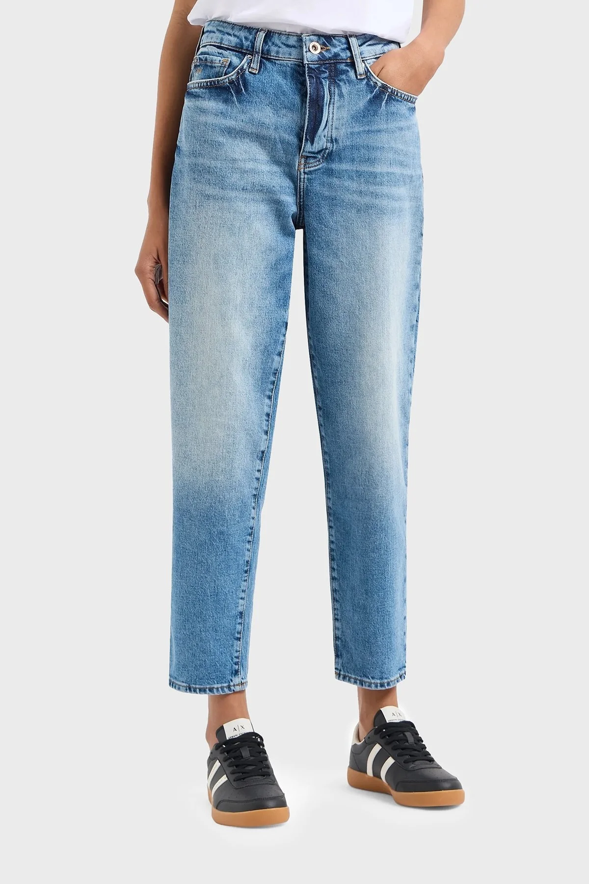 Armani Exchange J51 Tapered Fit Düz Paça Jeans Bayan Kot Pantolon 3DYJ51 Y17DZ 1500 MAVİ - 1