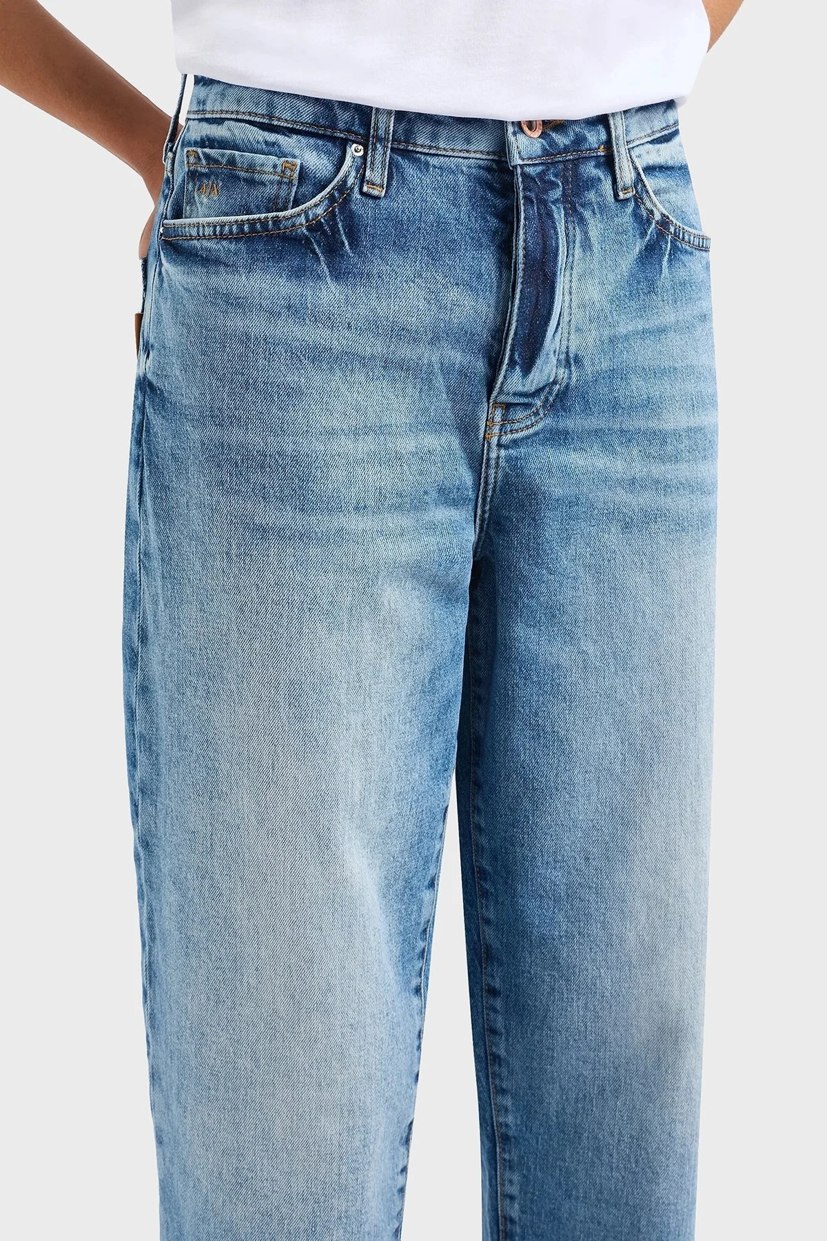 Armani Exchange J51 Tapered Fit Düz Paça Jeans Bayan Kot Pantolon 3DYJ51 Y17DZ 1500 MAVİ - 2