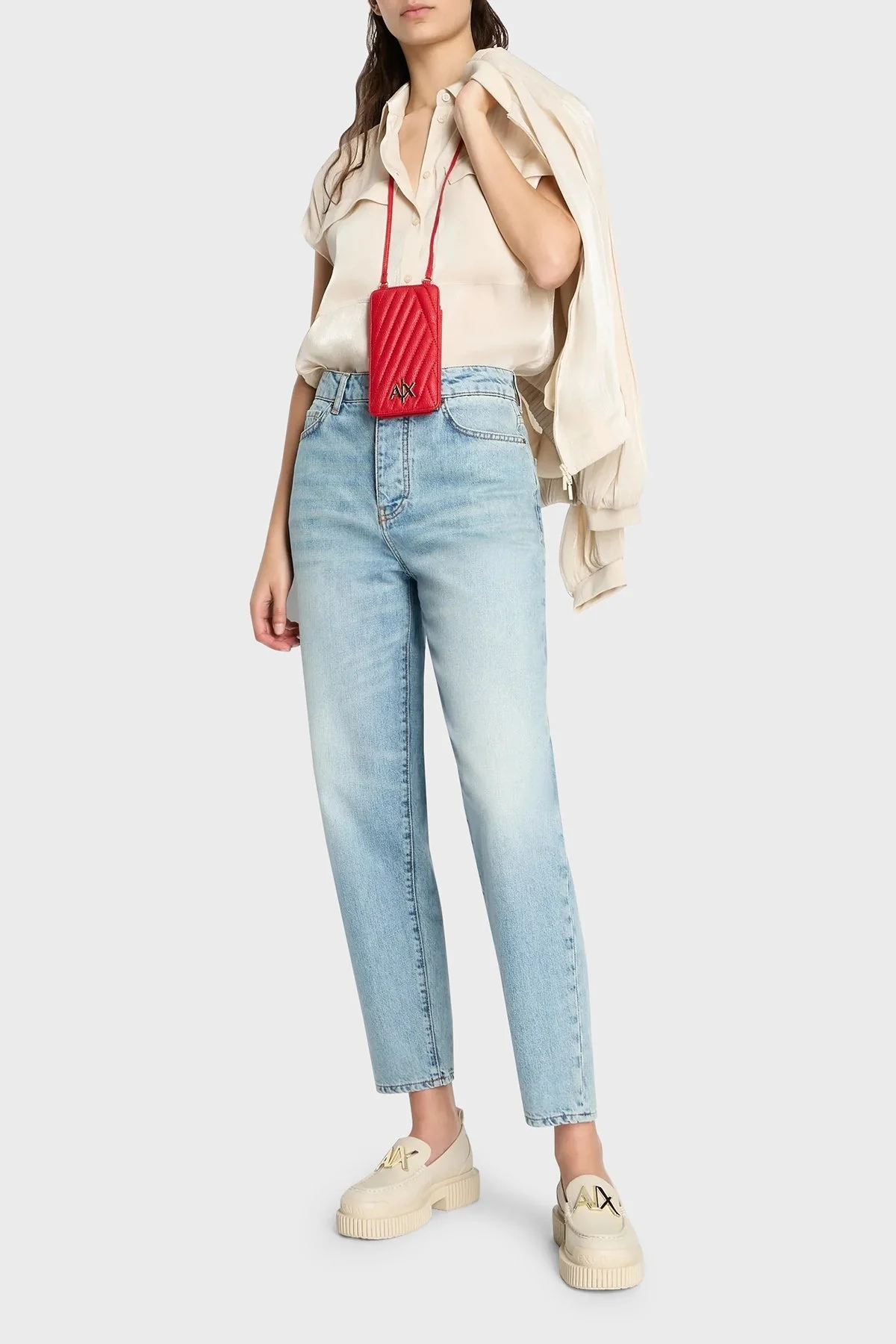 Armani Exchange J51 Tapered Fit Düz Paça Jeans Bayan Kot Pantolon 3DYJ51 Y27CZ 1500 MAVİ - 1