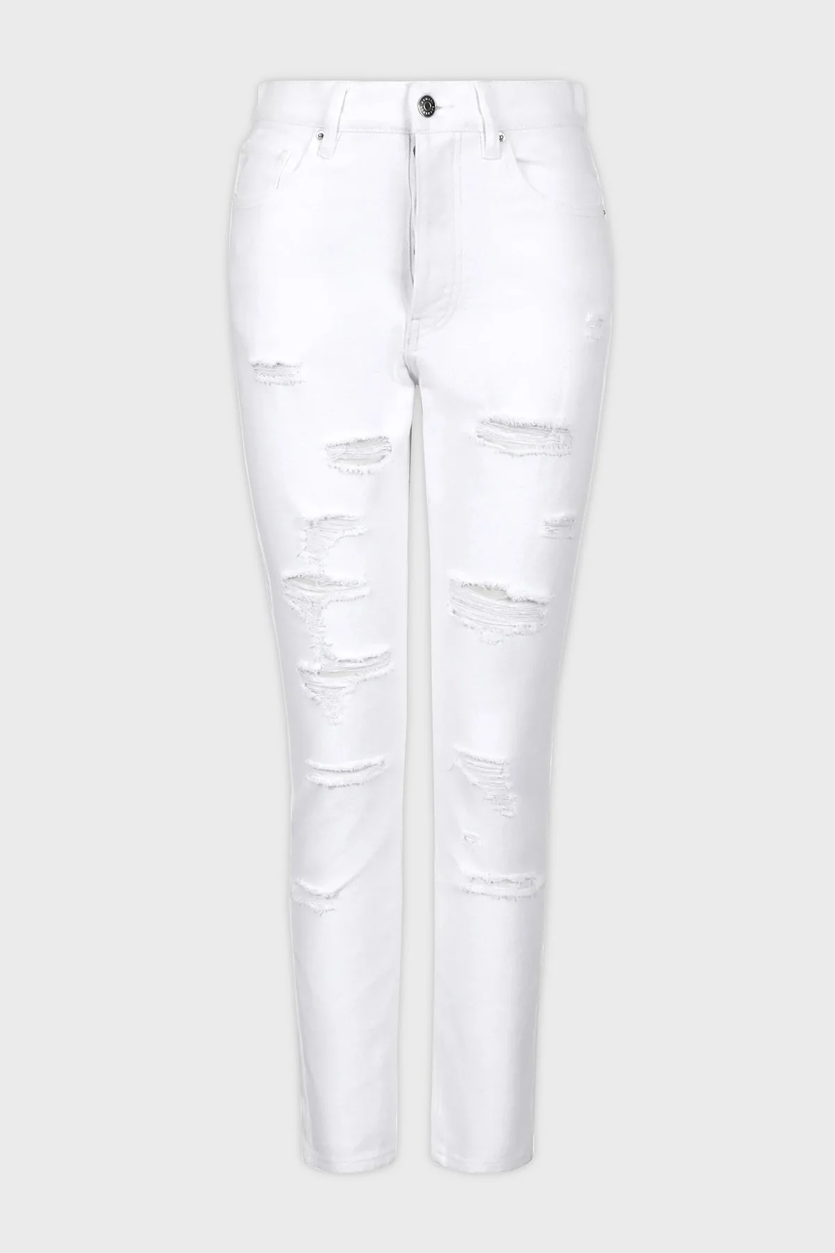 Armani Exchange J51 Yırtık Detaylı Tapered Fit Jeans Bayan Kot Pantolon 3DYJ51 Y1HRZ 1100 BEYAZ - 5