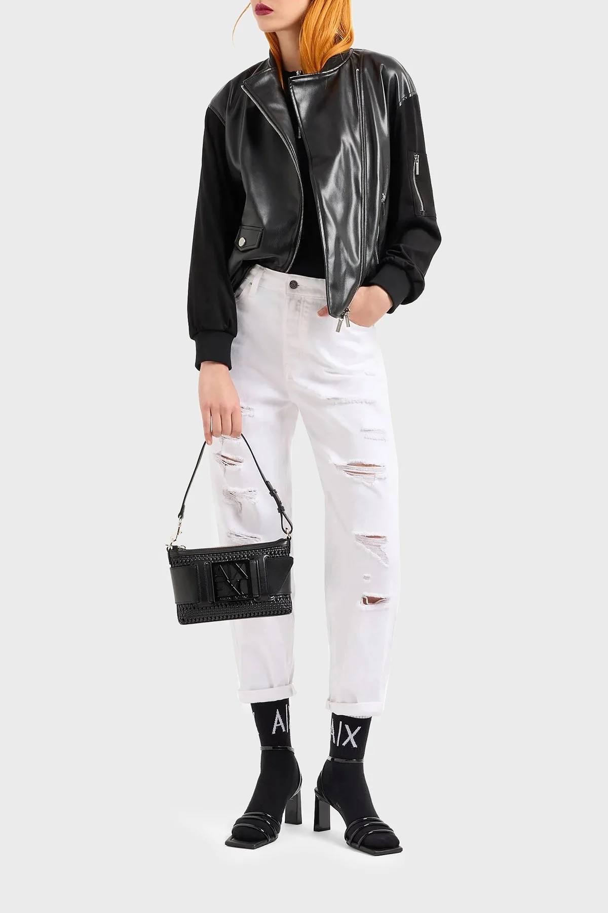 Armani Exchange J51 Yırtık Detaylı Tapered Fit Jeans Kadın Kot Pantolon 3DYJ51 Y1HRZ 1100 BEYAZ - 3