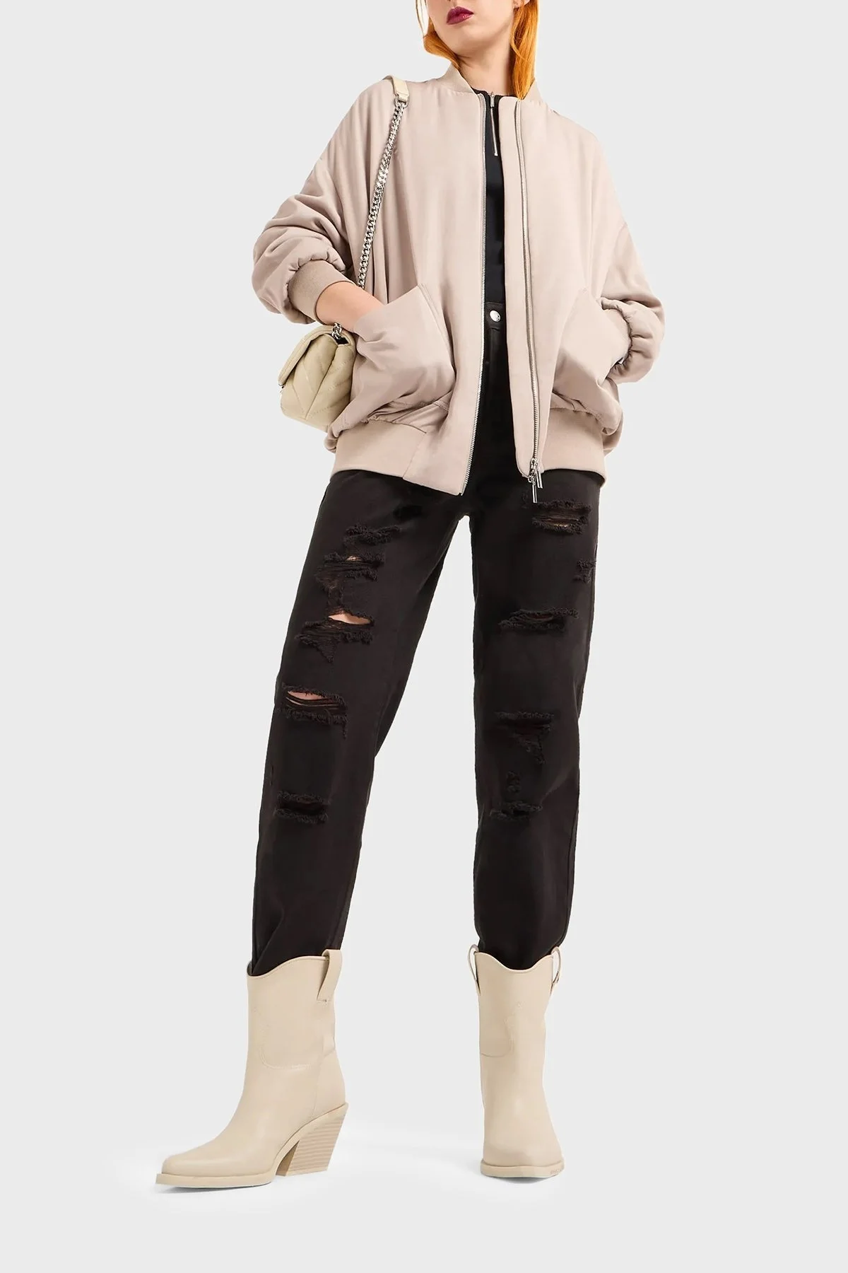 Armani Exchange J51 Yırtık Detaylı Tapered Fit Jeans Bayan Kot Pantolon 3DYJ51 Y1HRZ 1200 SİYAH - 3