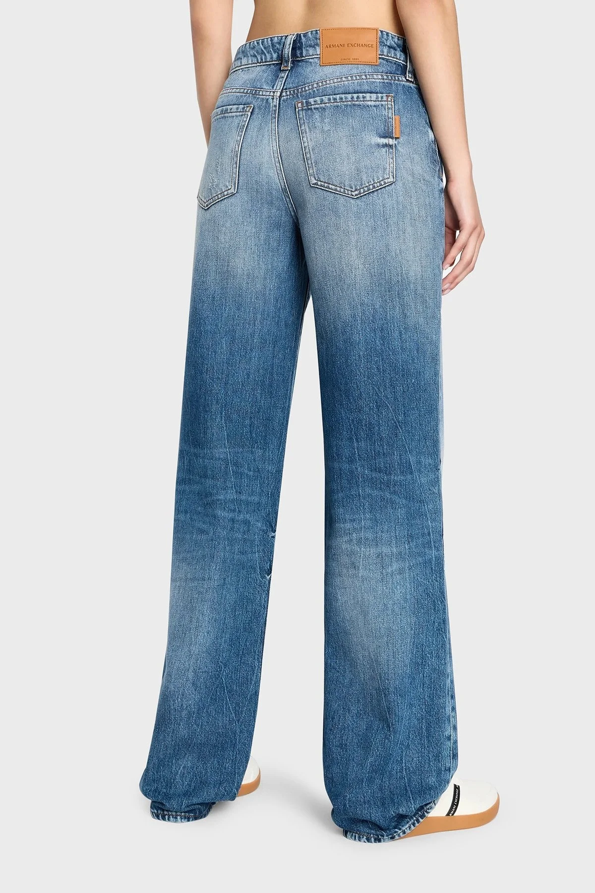 Armani Exchange J52 Relaxed Fit Geniş Paça Jeans Bayan Kot Pantolon 3DYJ52 Y16GZ 05EK MAVİ - 3