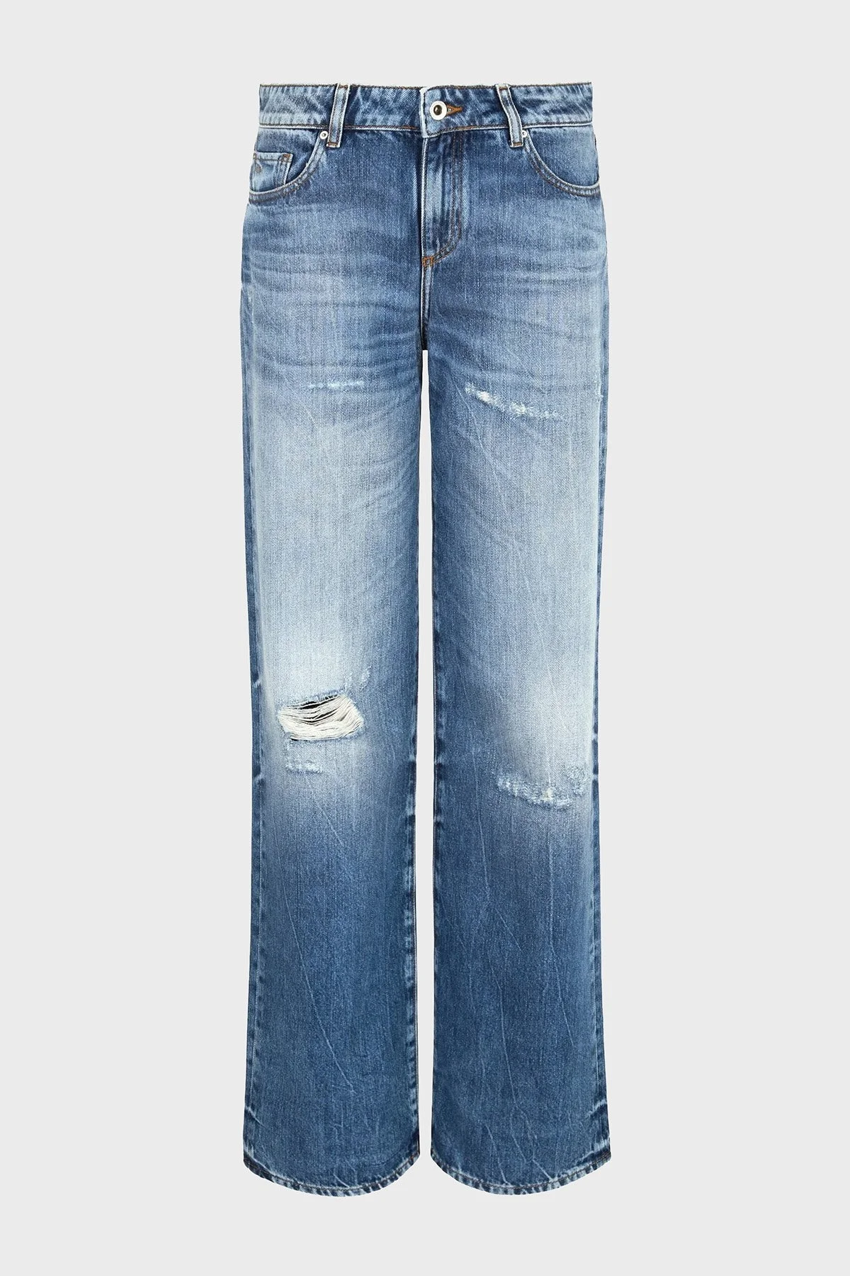 Armani Exchange J52 Relaxed Fit Geniş Paça Jeans Bayan Kot Pantolon 3DYJ52 Y16GZ 05EK MAVİ - 5