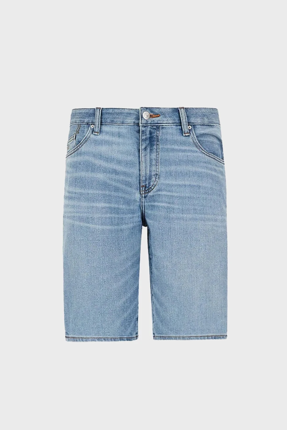 Armani Exchange J65 Pamuklu Keten Karışımlı Slim Fit Kot Erkek Short 3LZJ65 Z1FCZ 1500 AÇIK MAVİ - 4