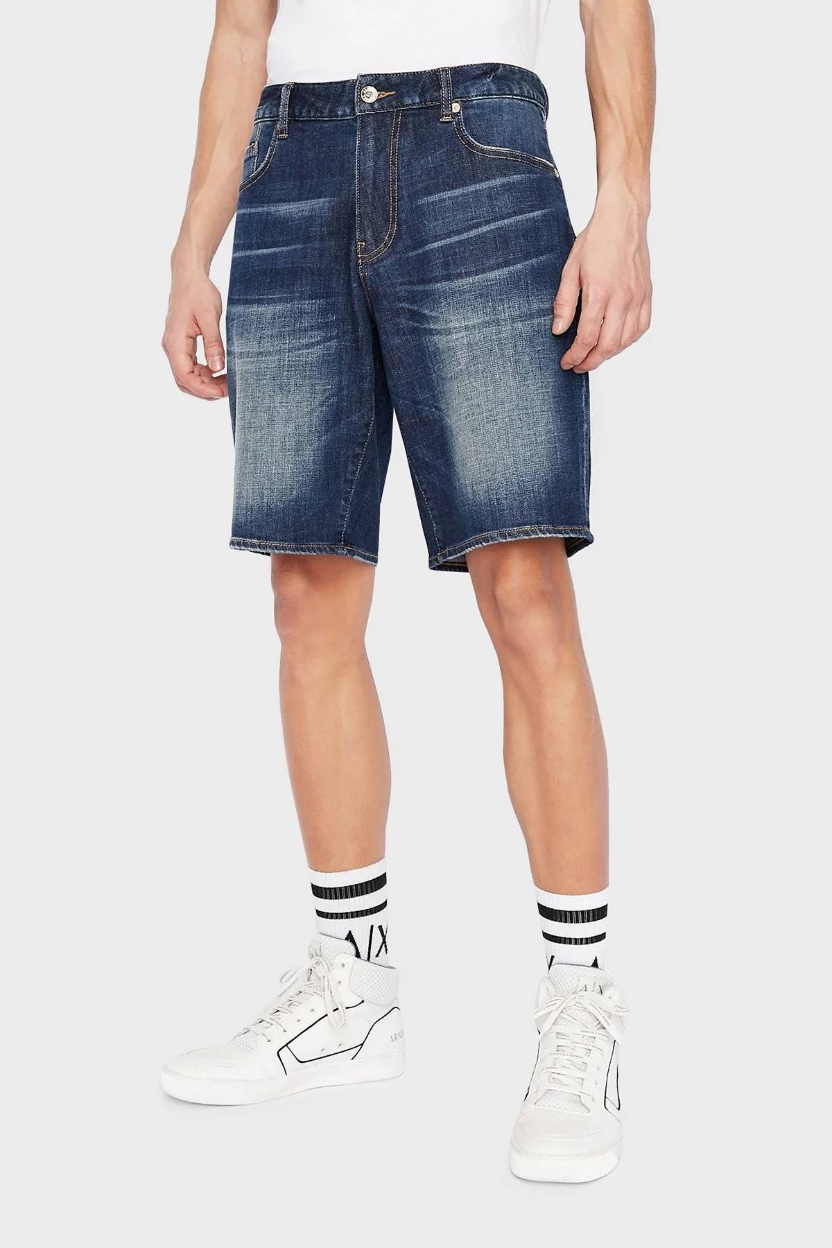 Armani Exchange J65 Pamuklu Normal Bel Slim Fit Kot Erkek Short 3LZJ65 Z1LTZ 1500 İNDİGO - 6