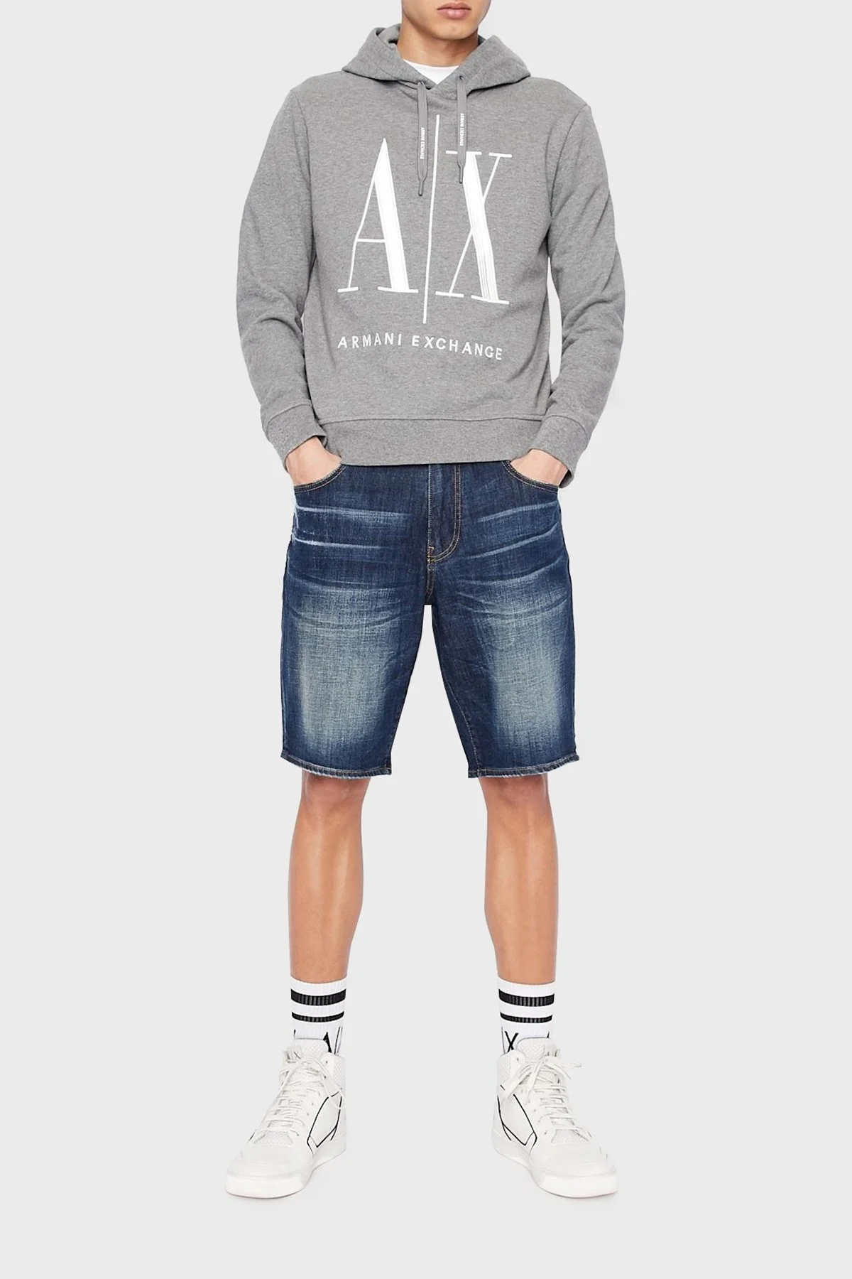 Armani Exchange J65 Pamuklu Normal Bel Slim Fit Kot Erkek Short 3LZJ65 Z1LTZ 1500 İNDİGO - 7