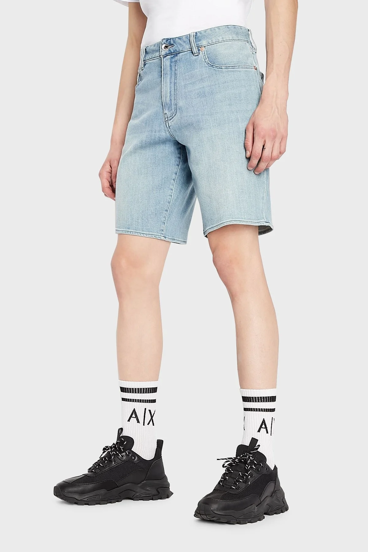 Armani Exchange J65 Streç Pamuklu Normal Bel Slim Fit Kot Erkek Short 3LZJ65 Z2G9Z 05EK AÇIK MAVİ - 1