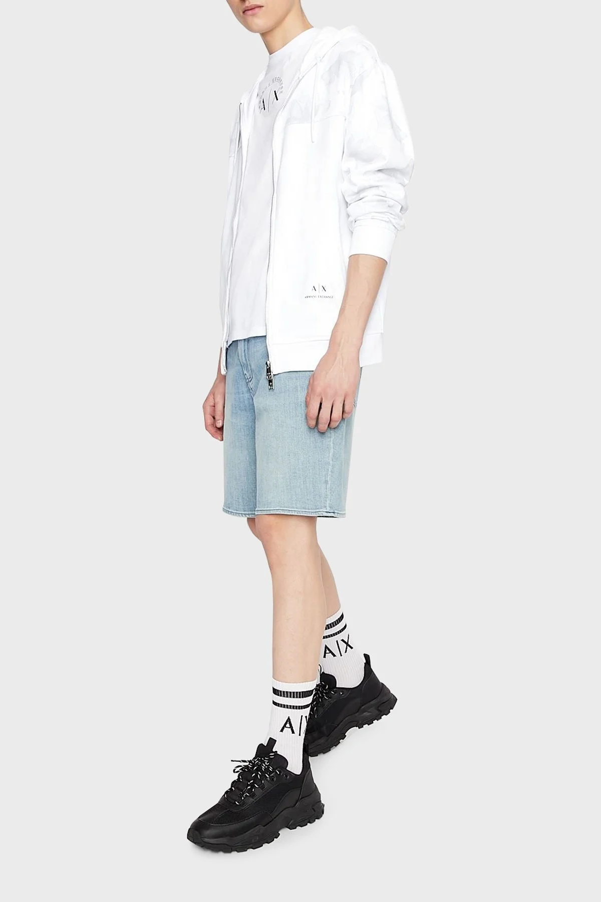 Armani Exchange J65 Streç Pamuklu Normal Bel Slim Fit Kot Erkek Short 3LZJ65 Z2G9Z 05EK AÇIK MAVİ - 2