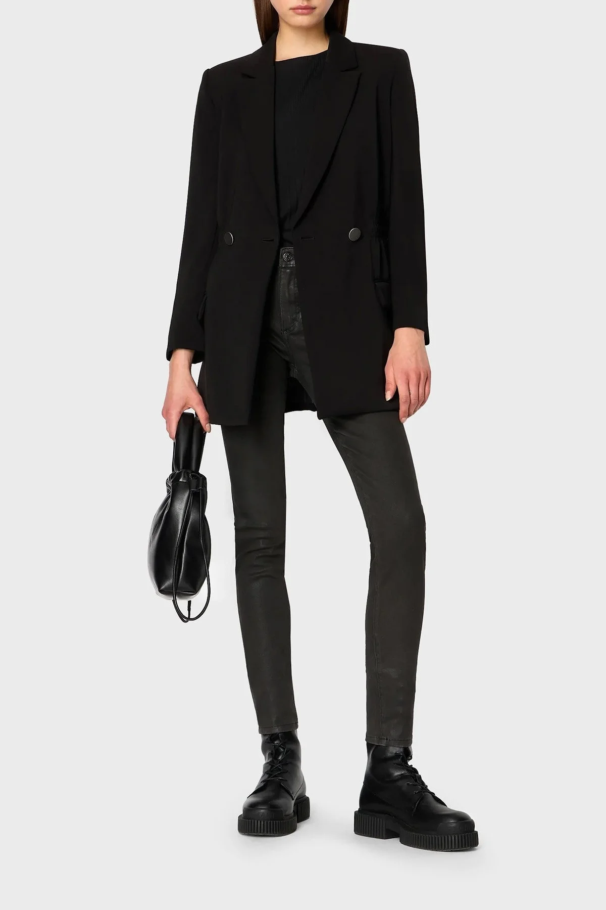 Armani Exchange J69 Pamuklu Yüksek Bel Süper Skinny Fit Dar Paça Jeans Bayan Kot Pantolon 6RYJ69 Y13AZ 0204 SİYAH - 2