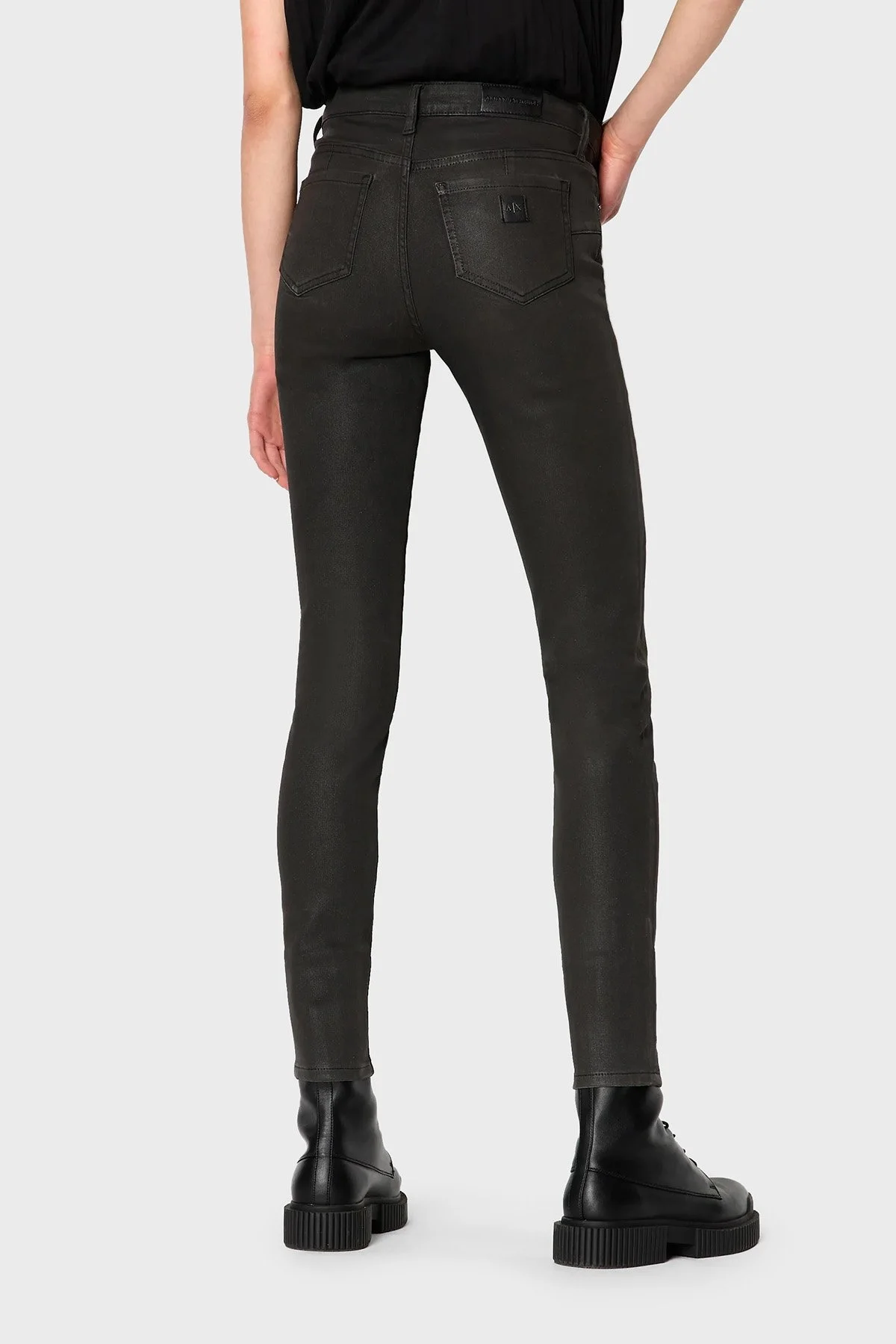 Armani Exchange J69 Pamuklu Yüksek Bel Süper Skinny Fit Dar Paça Jeans Bayan Kot Pantolon 6RYJ69 Y13AZ 0204 SİYAH - 3